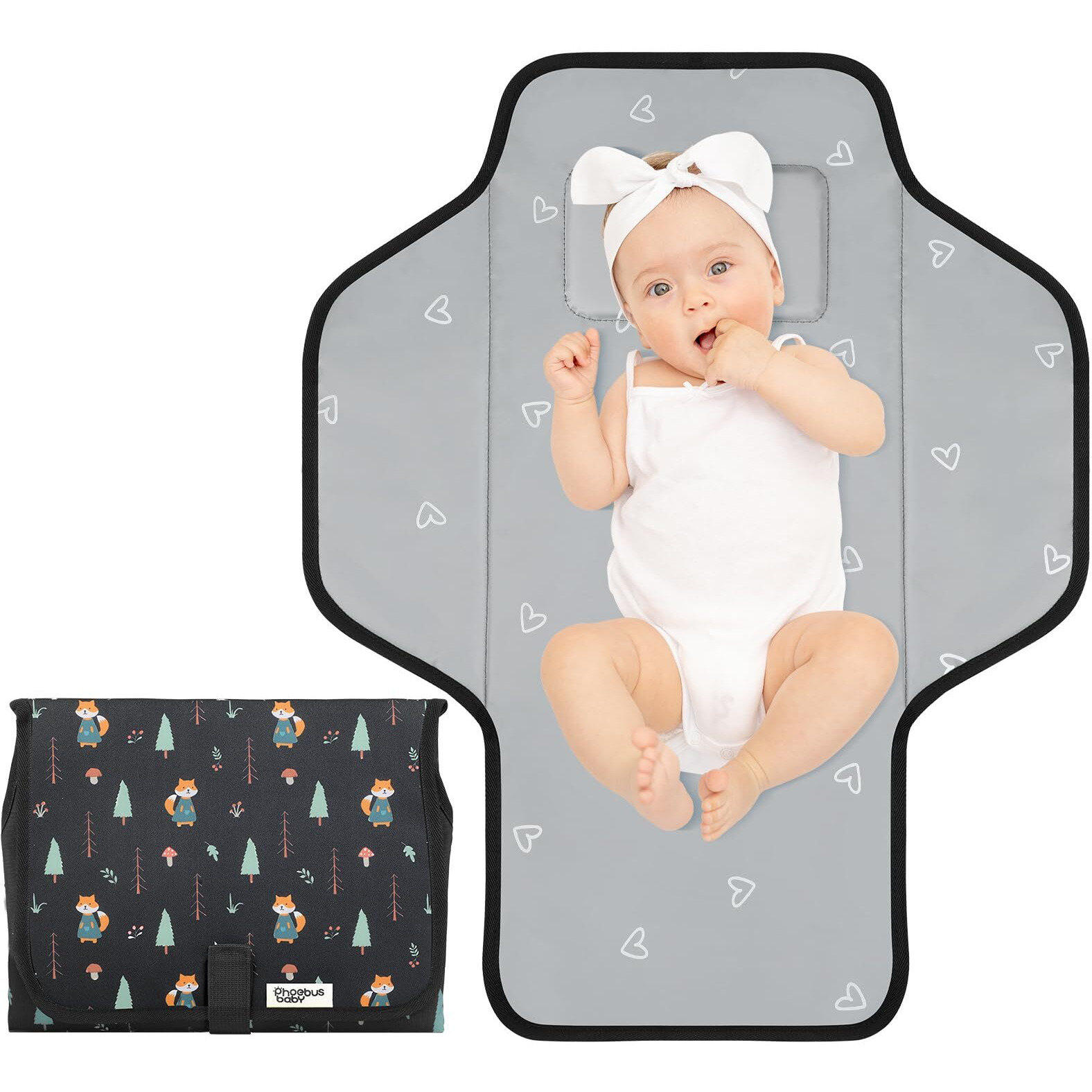 Baby Portable Changing Pad Travel - Waterproof Compact Diaper Changing Mat With Built-In Pillow - Lightweight & Foldable Changing Station  Newborn Shower Gifts