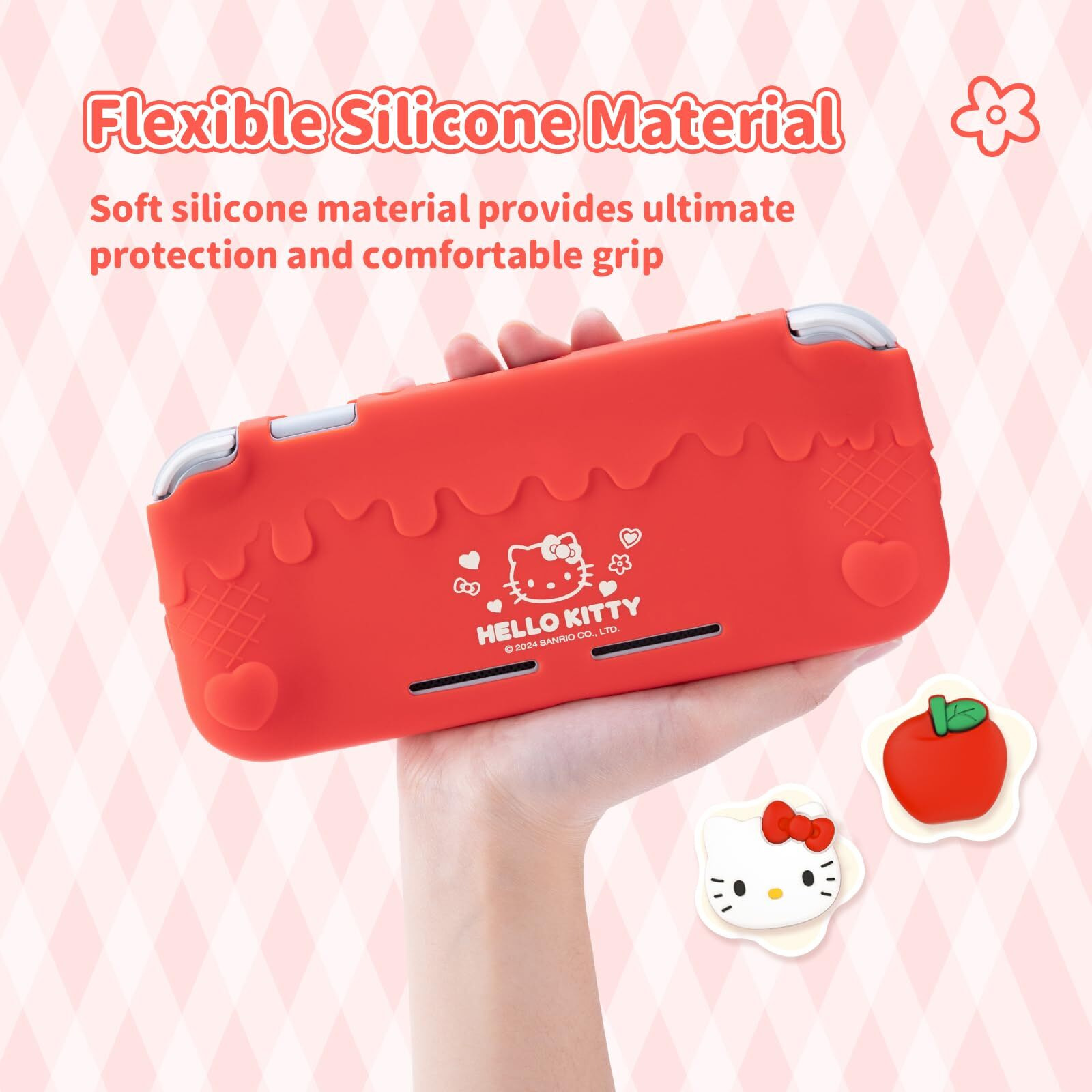 Kuitmor Switch Lite Protective Case Soft Silicone Protective Shell Anti-Scratch Protective Cover Case For Switch Lite With 2 Thumb Grip Caps - Hlk Red