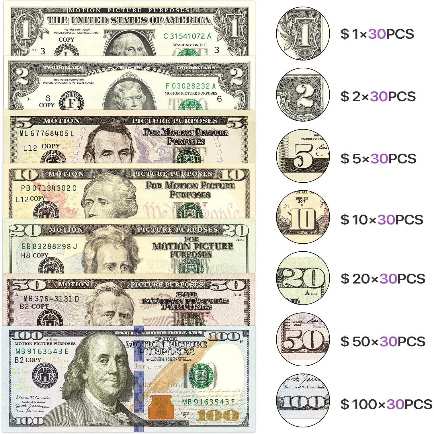 Neofield 210 Pcs Fake Money Prop Money Play Money Set For Movie Props  Photography  Educational Play  Magic Tricks.