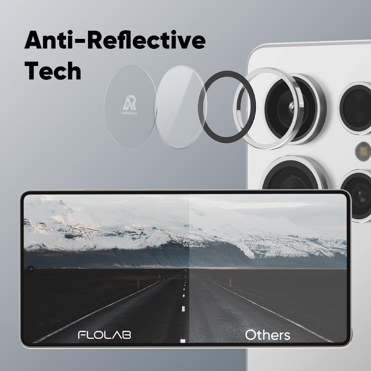 Flolab Nanoarmour For Samsung Galaxy S25 Ultra Camera Lens Protector Durable  Tempered Glass Camera Cover  Aluminum Lens Cover  Anti Reflective Trucolors Crystal Clear  And Easy To Install - Silver