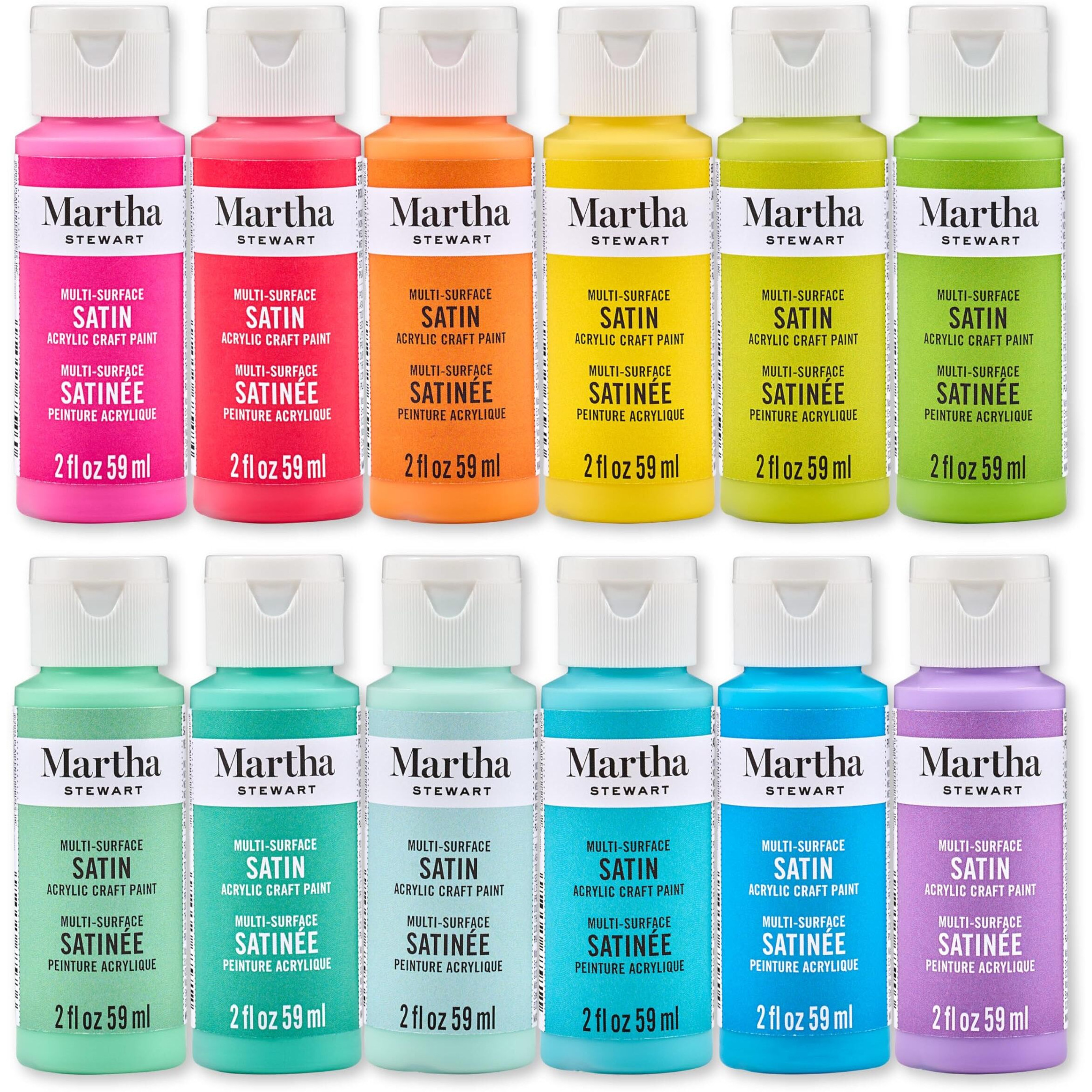 Martha Stewart  Multi-Surface Satin 12 Pc Paint Set  Solar Brights
