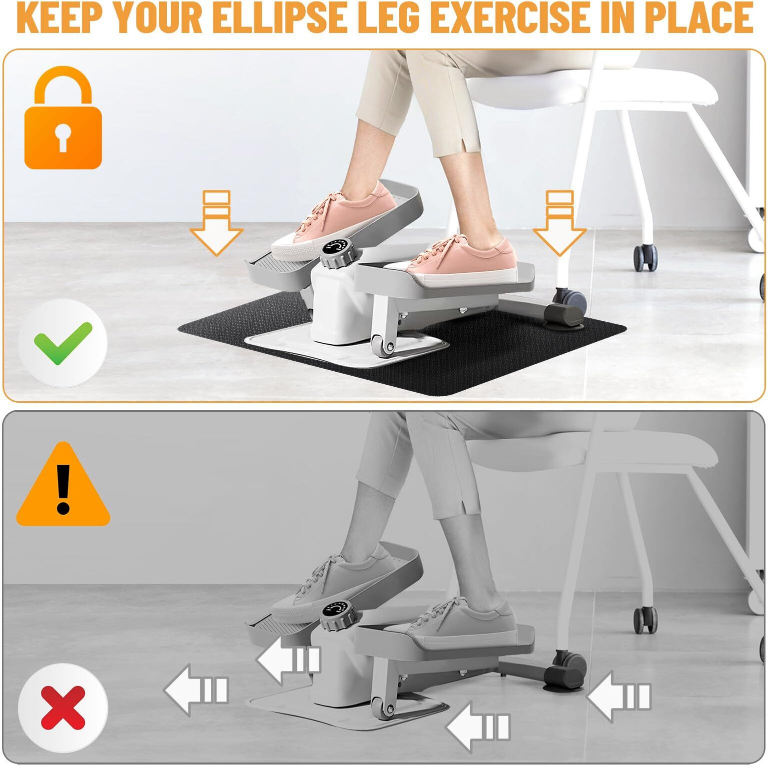 Upgrade Double-Sided Non-Slip Workout Mat For Elliptical Leg Exerciser  Exercise Mat For Under Desk Elliptical Floor Protection