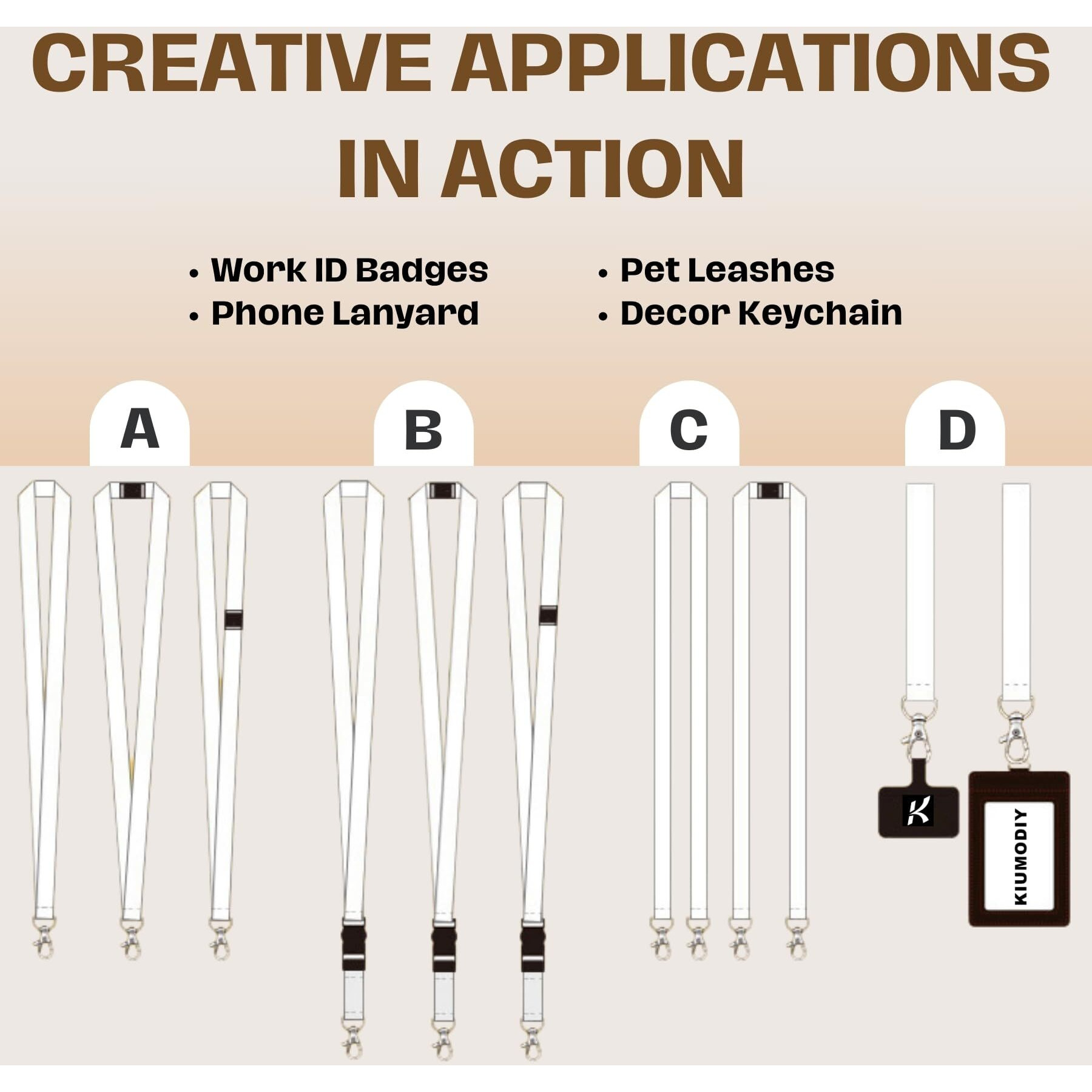 Kiumodiy Heat Transfer White Webbing 20Mm/0.79 Inch Wide 50 Yards Polyester Blank Strap Printable Roll For Sublimation Lanyards