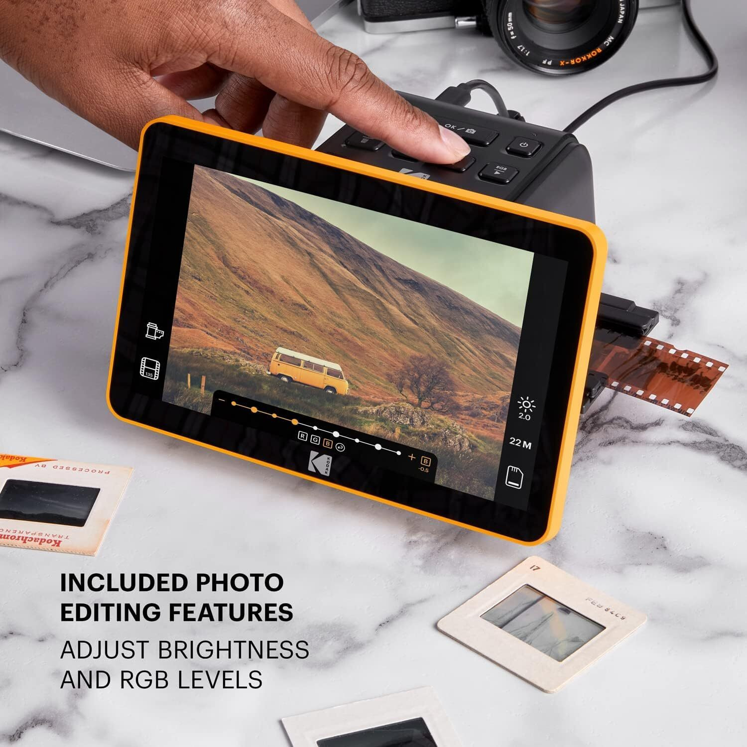 Kodak Slide N Scan Digital Film Scanner 7"" Screen - Negative Film And Slide Digitzer  Convert Color & B&W Negatives & 35Mm  126Mm  110 Mm Film To 22Mp Jpegs With 64Gb Sd Card & Card Reader