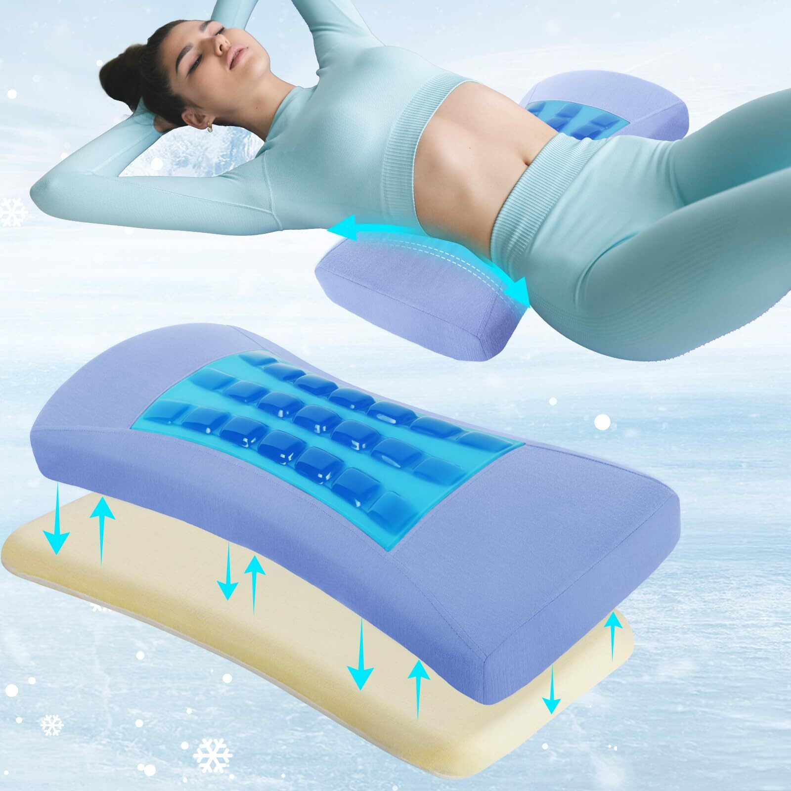 Vamorry Lumbar Support Pillow For Bed Relief Lower Back Pain With Cooling Gel Sciatica Lower Back Pillow For Sleeping-Memory Foam Waist Pillow For Side/Back/Stomach