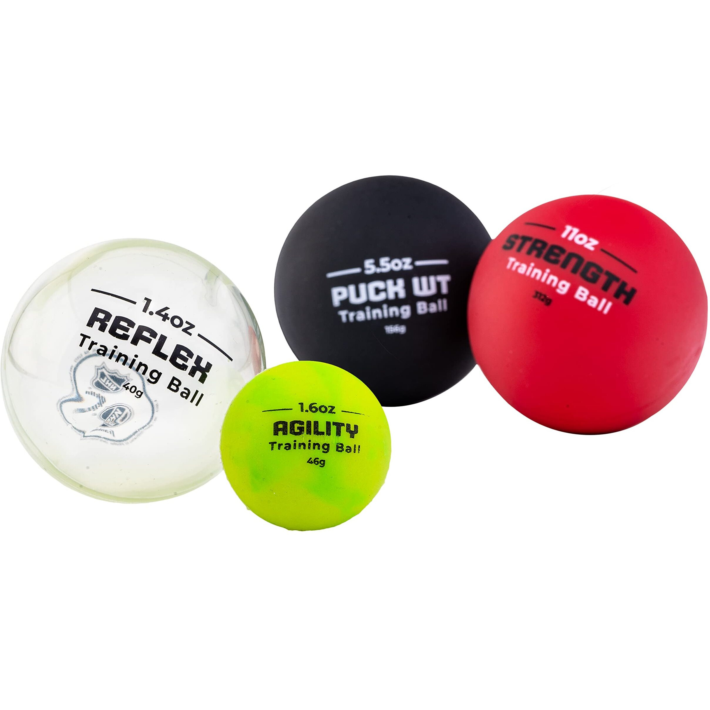 Franklin Sports Nhl Hockey Stick Handling Balls - (4) Hockey Training Aids For Stick Handling + Hands Practice - On + Off Ice Equipment - Weighted + Mini Balls For Speed Training
