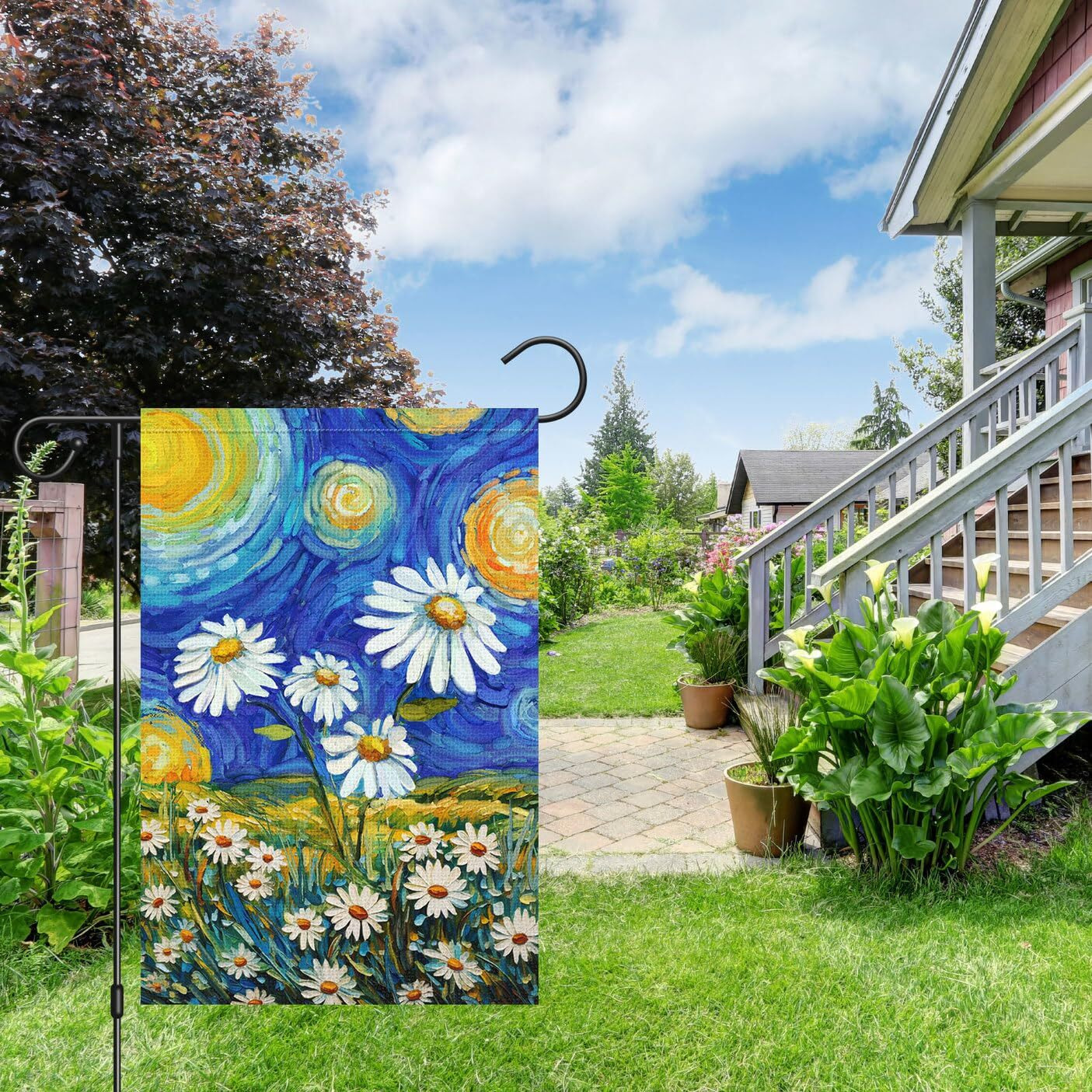 Louise Maelys Spring Summer Garden Flag 12X18 Inch Double Sided Vertical  Burlap Small Daisy Flower Welcome Yard House Flags Outside Outdoor Home Decoration