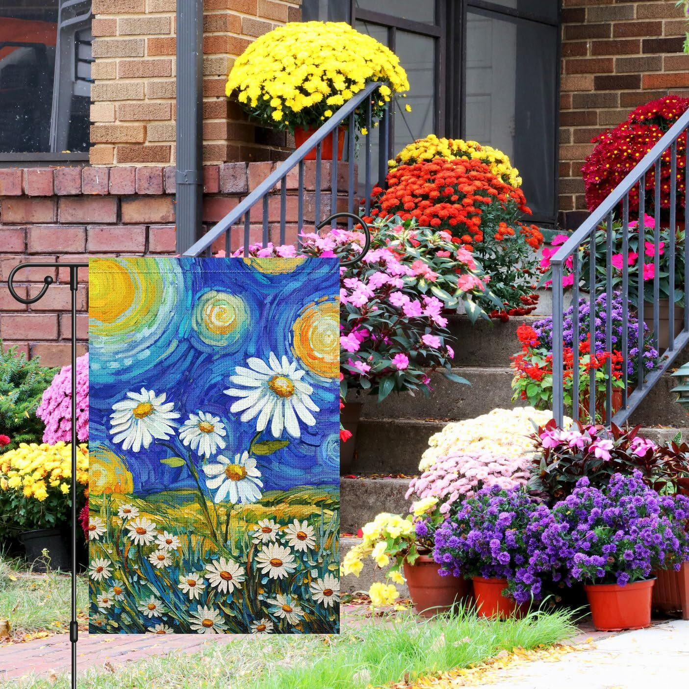 Louise Maelys Spring Summer Garden Flag 12X18 Inch Double Sided Vertical  Burlap Small Daisy Flower Welcome Yard House Flags Outside Outdoor Home Decoration