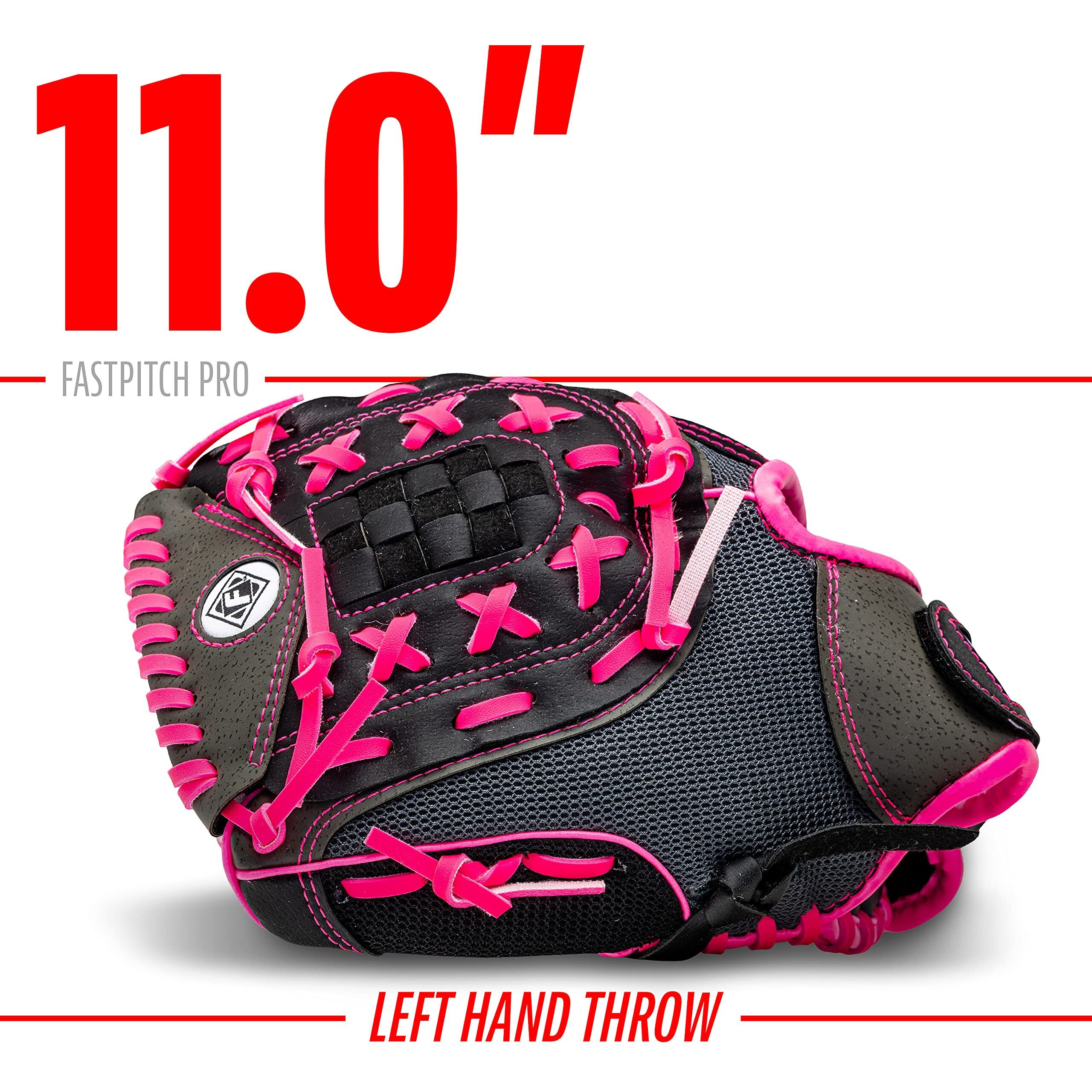 Franklin Sports Girls Softball Glove - Women's Windmill Fastpitch + Slowpitch Softball Glove - Pink Softball Mitt - Left Hand Throw Adult + Youth - 11""