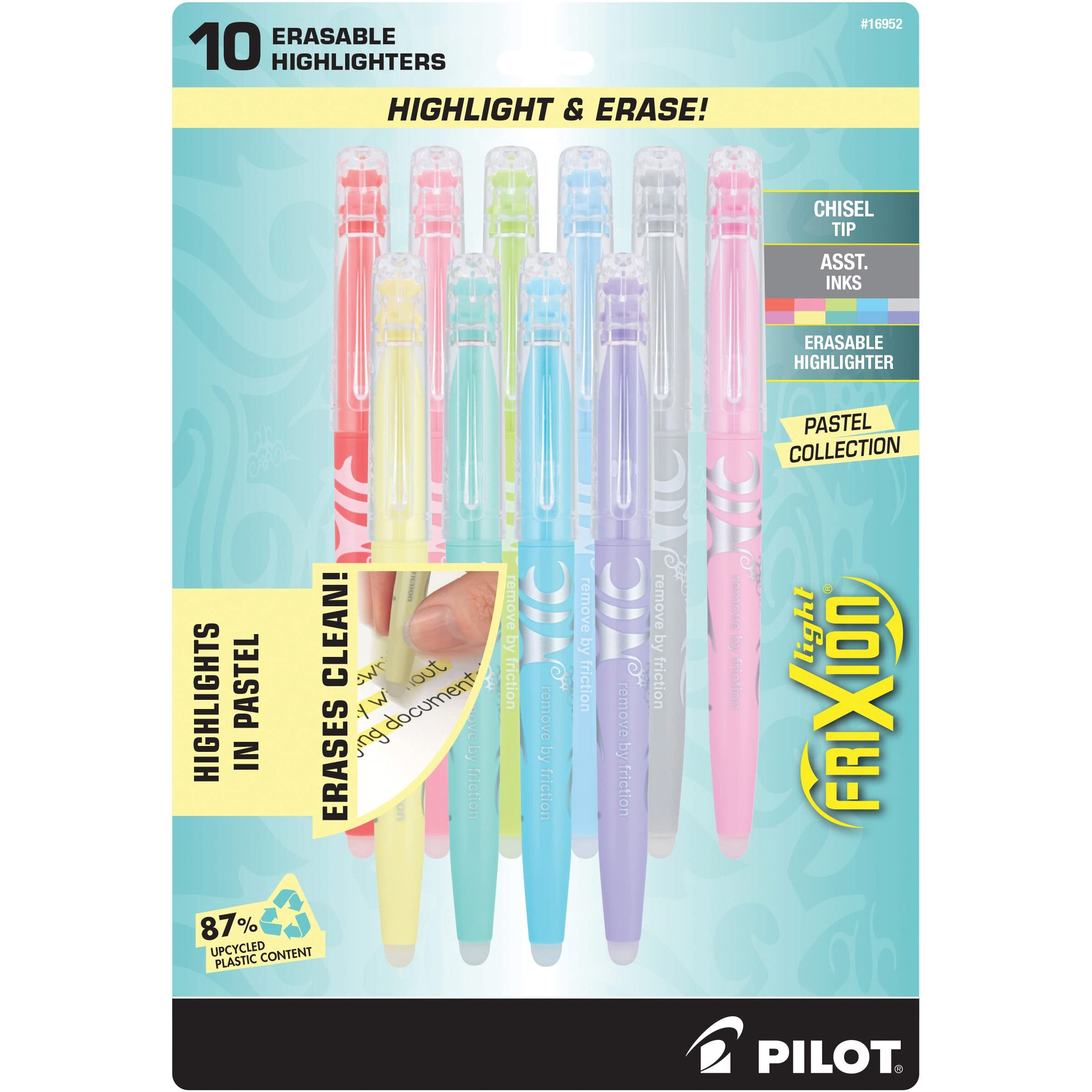 Pilot Frixion Pastel Collection Erasable Highlighters  Chisel Tip  Assorted Color Inks