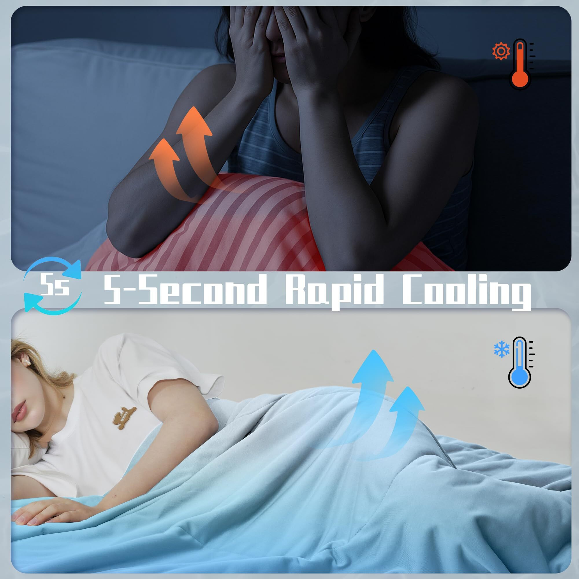 Downcool Cooling Comforter  Grey Cooling Blanket King Size  Cooling Duvet For Hot Sleeper  Breathable Summer Quilt  Lightweight Soft Q-Max&gt0.4 Arc-Chill Cool Comforter 106"&quotX90""