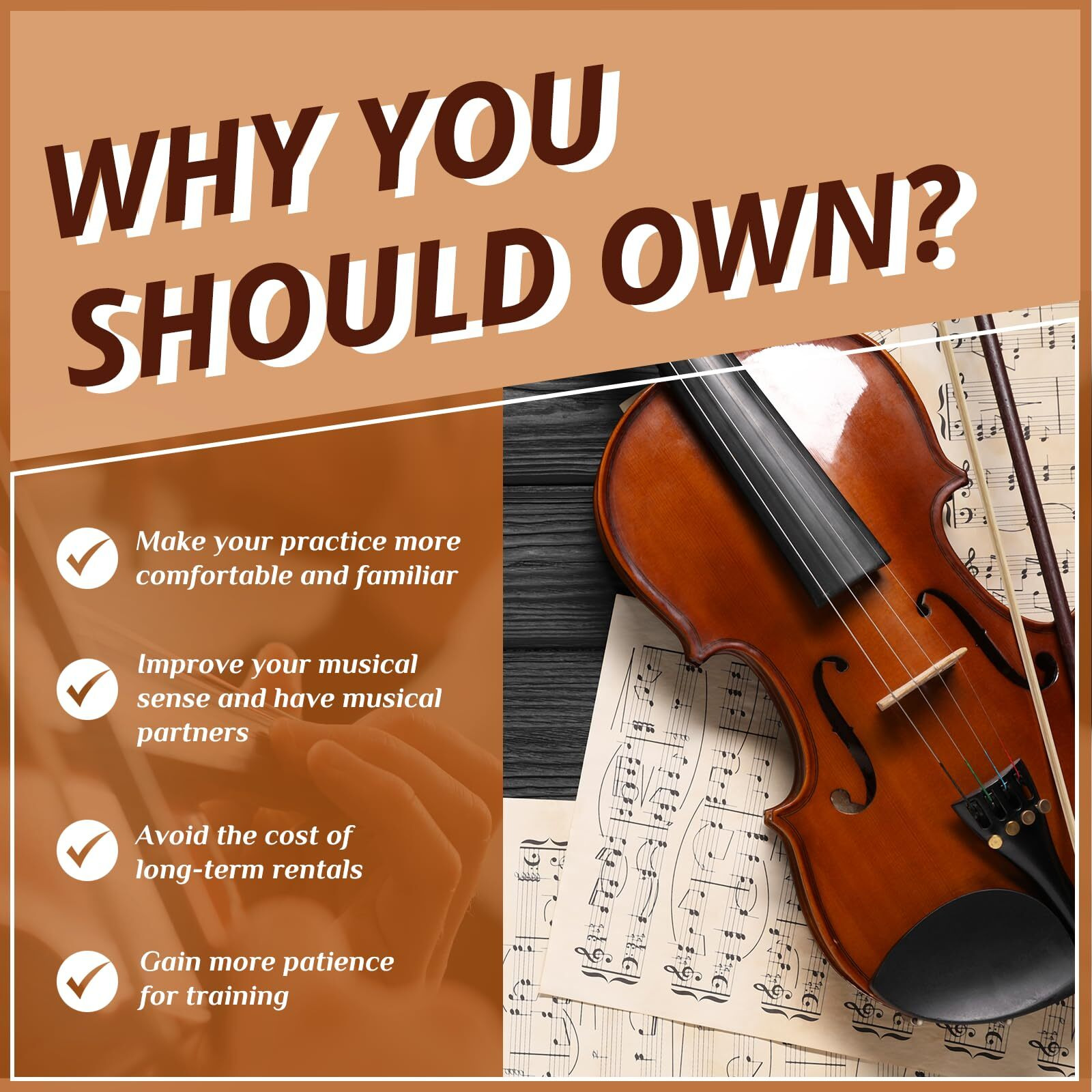 Ktaxon 3/4 Violin For Beginners  Fiddle For Students And Enthusiasts  Acoustic Violin Kit With Case  Bow  Rosin & Manual