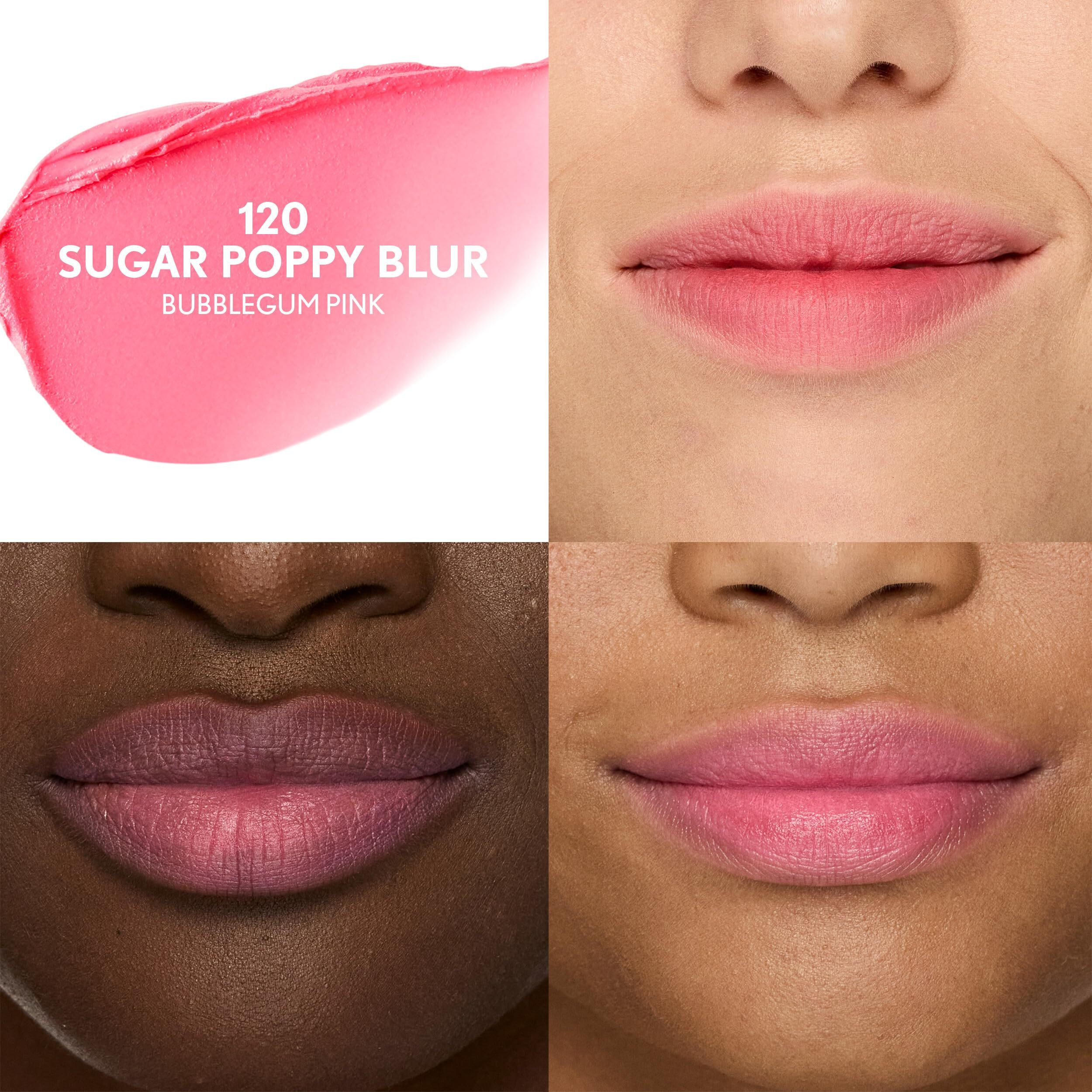 Covergirl Clean Fresh Yummy Blur Lipstick  Blurring Effect  Matte Lip Color  Fresh Pear Flavored  Vegan Formula - 120 Sugar Poppy Blur (Bubblegum Pink)