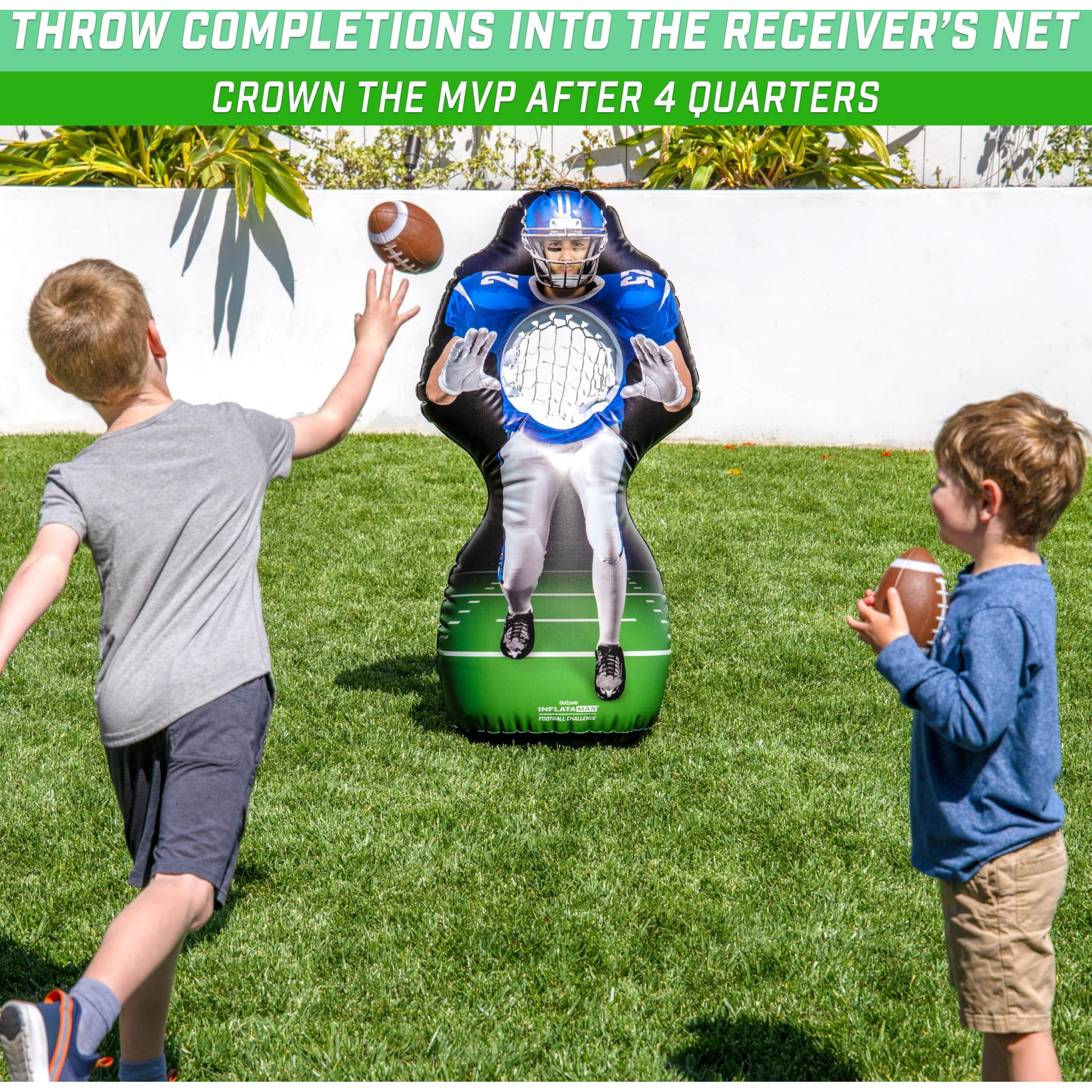 Gosports Football Toss Game For Kids - 4 Ft Inflatable Receiver Touchdown Toss Game