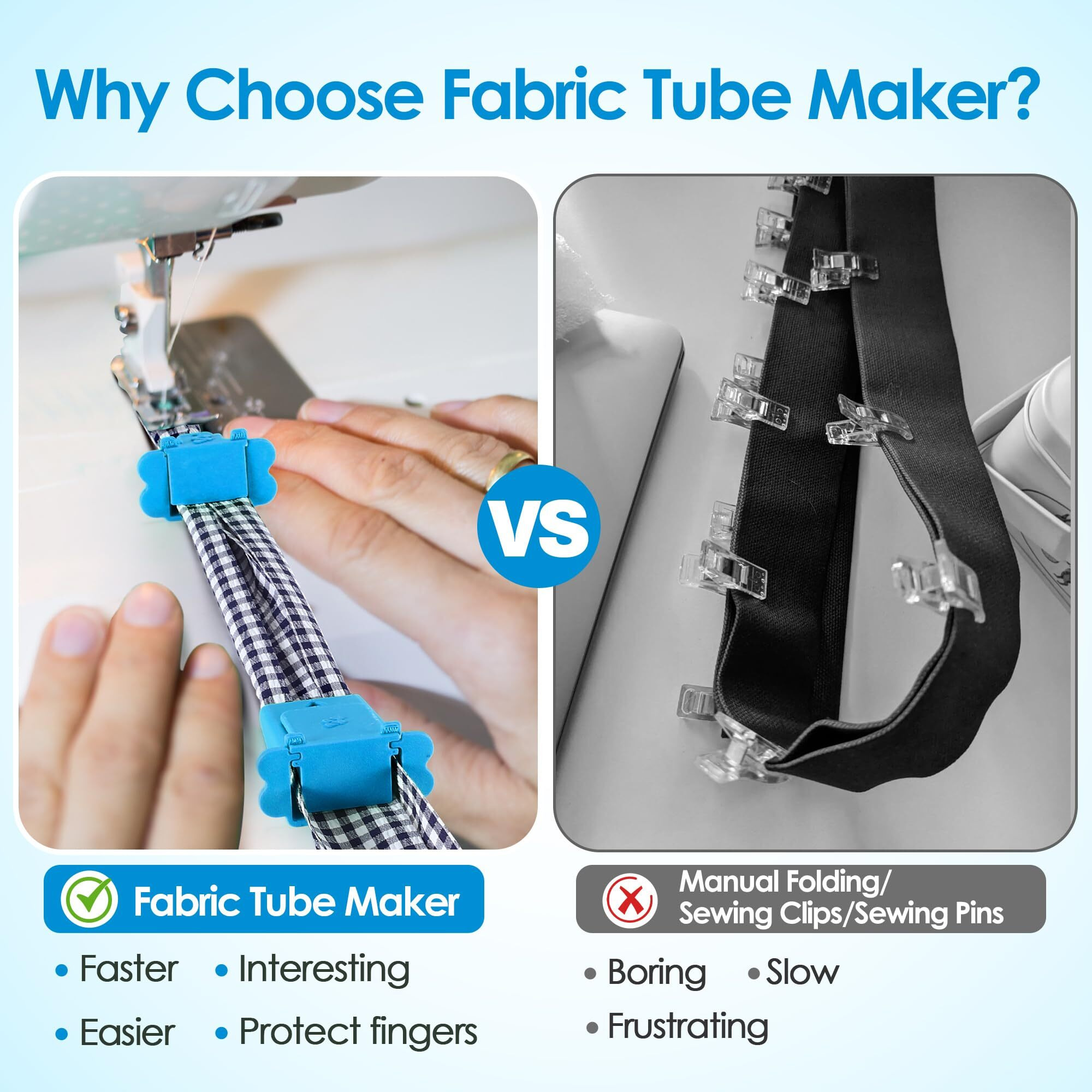 Ceoighe 1 Set Fabric Tube Maker For Fabric Roll Rugs  Sewing Tube Makers For Rug  Bias Tape Maker Suitable For Diy  Making Roll Rugs Easier 676226  Patented Design (Blue)