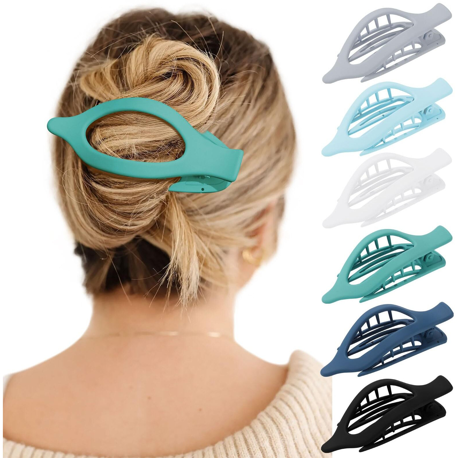 French Flat Hair Clips For Women - 6Pcs Flat Hair Claws For Thin Thick Hair Strong Hold No Slip Grip Hair Claw Clips For Women Girls