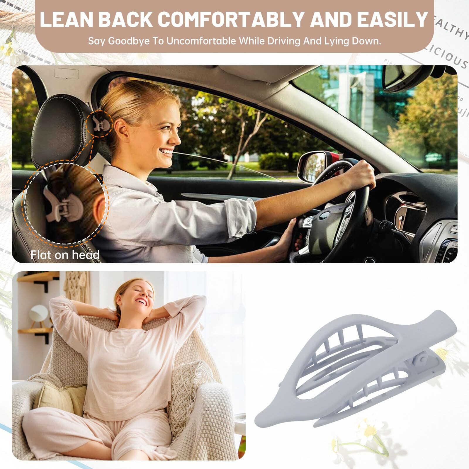 French Flat Hair Clips For Women - 6Pcs Flat Hair Claws For Thin Thick Hair Strong Hold No Slip Grip Hair Claw Clips For Women Girls