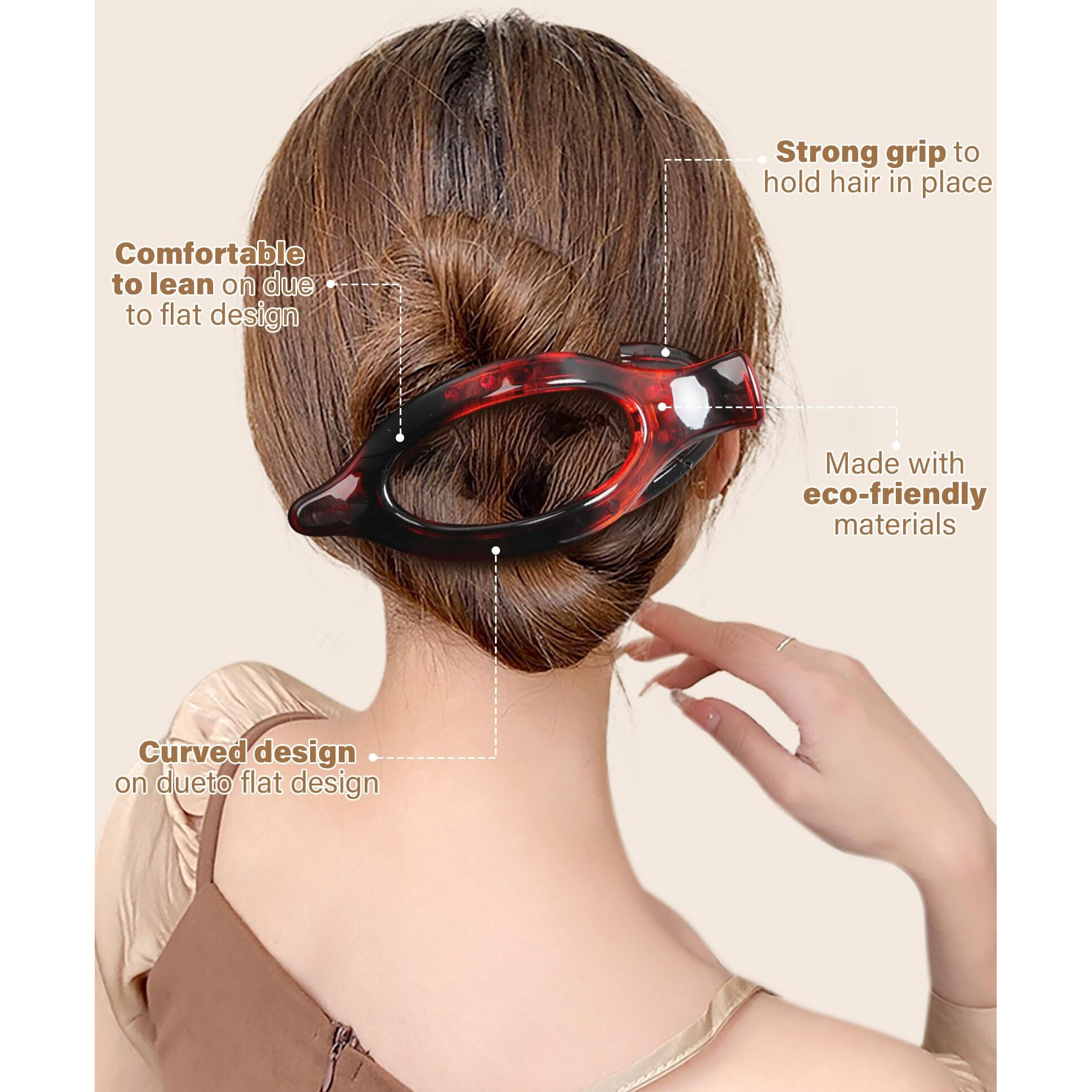 French Flat Hair Clips For Women - 6Pcs Flat Hair Claws For Thin Thick Hair Strong Hold No Slip Grip Hair Claw Clips For Women Girls