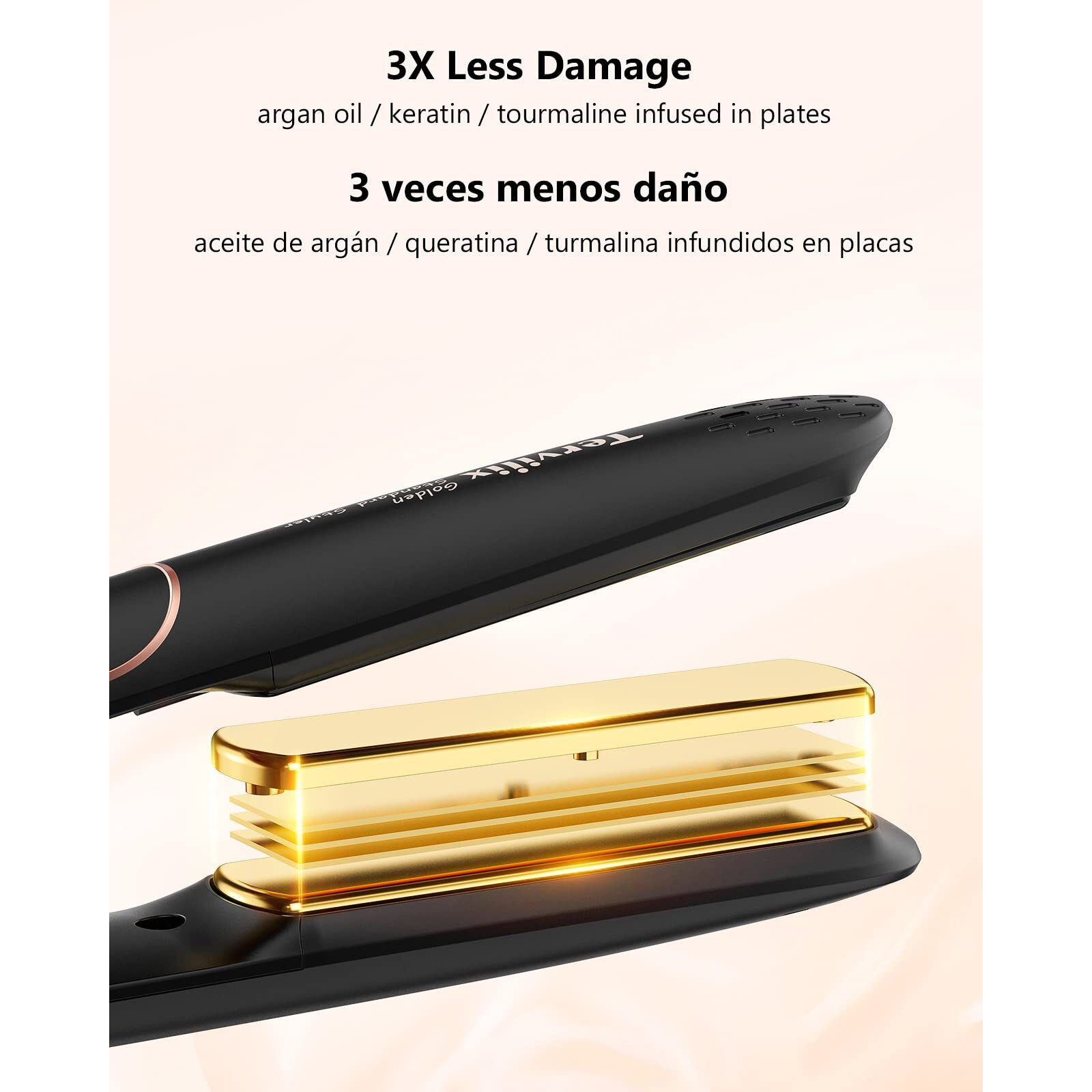 Terviiix Plancha De Cabello Professional 450F  Non-Snagging Ceramic Flat Iron Hair Straightener 1 Inch  3X Less Damage Hair Iron Straightener And Curler  15S Fast Heating  5 Adjustable Heats