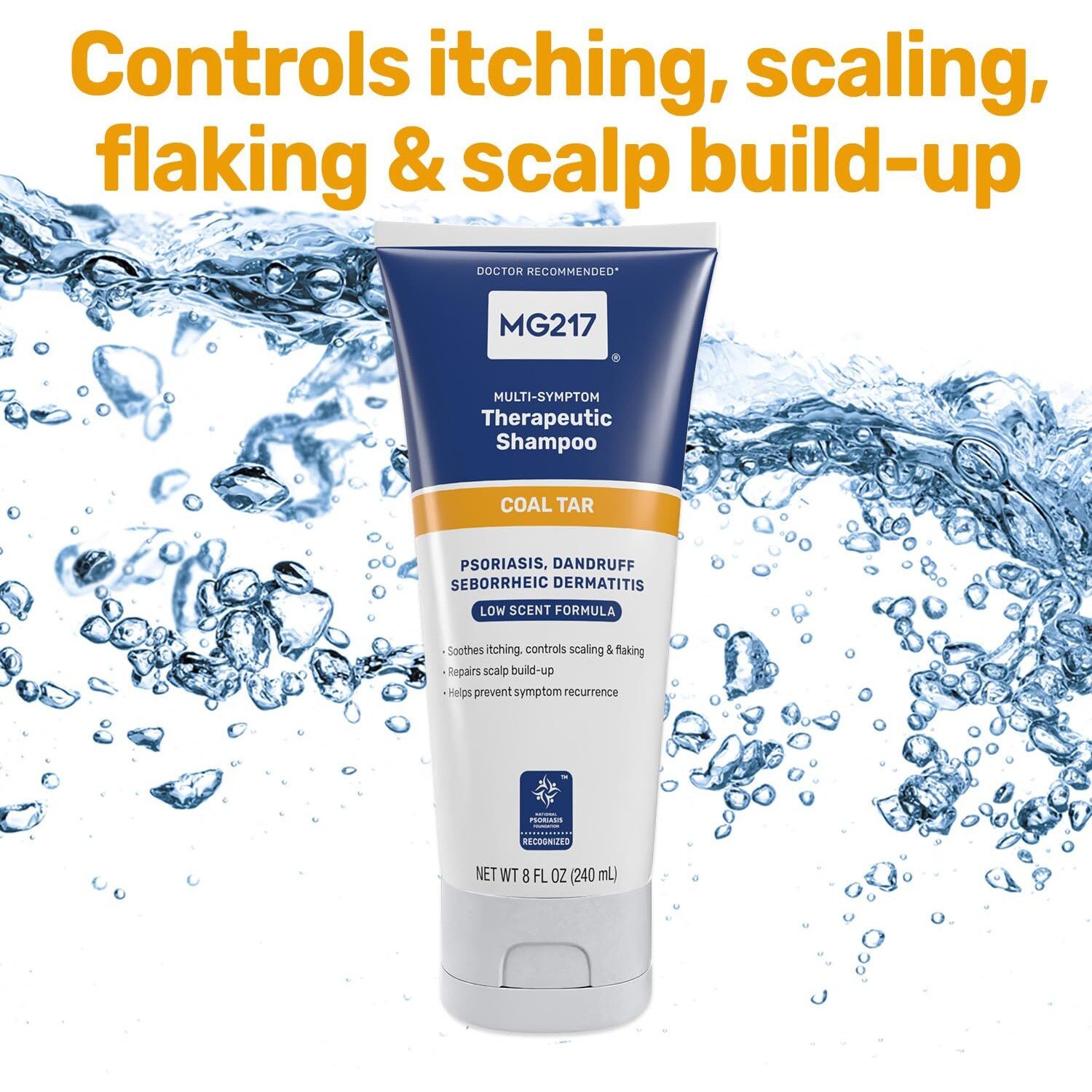 Mg217 Psoriasis Shampoo With Coal Tar  Therapeutic Scalp Treatment  Controls Itching  Scaling  Flaking  Scale Buildup  Psoriasis Scalp Treatment  .5% Coal Tar Shampoo And Conditioner  8Floz