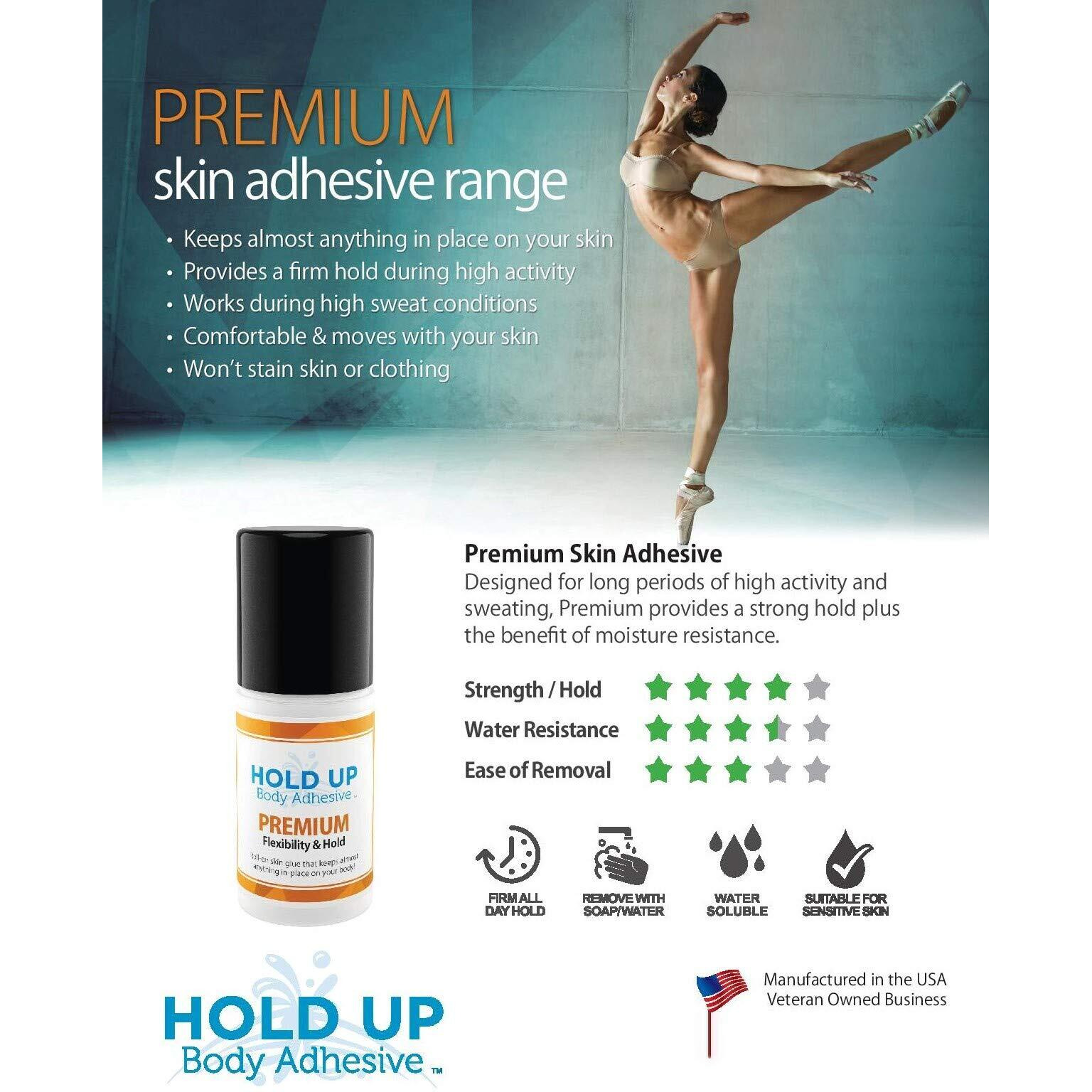Hold Up Body Adhesive Premium - Body Glue For Dancers Roll On Skin Adhesive For Compression Socks Thigh Highs Costumes Clothing Lingerie Fashion Cosplay - 2 Oz Roll On