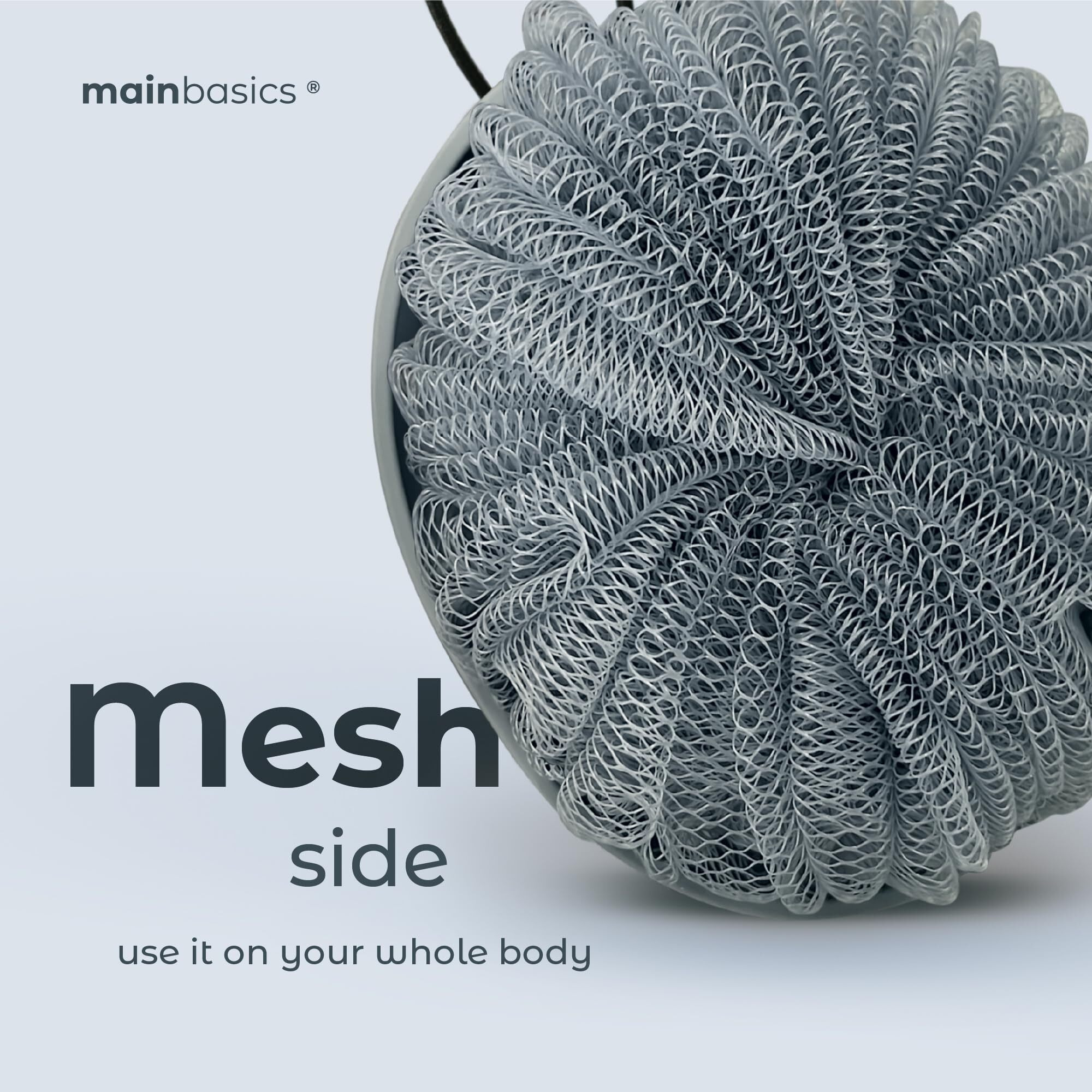 Mainbasics Shower Tool Duo 2-1 Shower Loofah Sponge And Exfoliating Body Scrubber (2 Pack  Skyway)