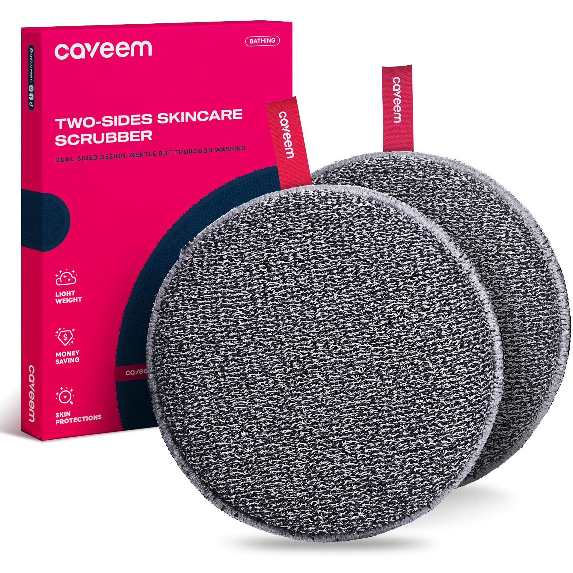 Caveem Exfoliating Body Scrubber  Bath And Body Scrub Buffer  Body Exfoliator For Remove Dead Skin  Gentle And Rough Lightweight Sponge For Shower (2 Pack)