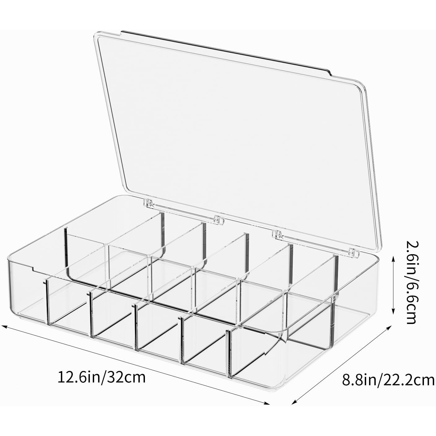 Aplop Clear Acrylic Makeup Organizer With Cover - 12 Compartments Cosmetic And Jewelry Organizer For Vanity And Desk Storage
