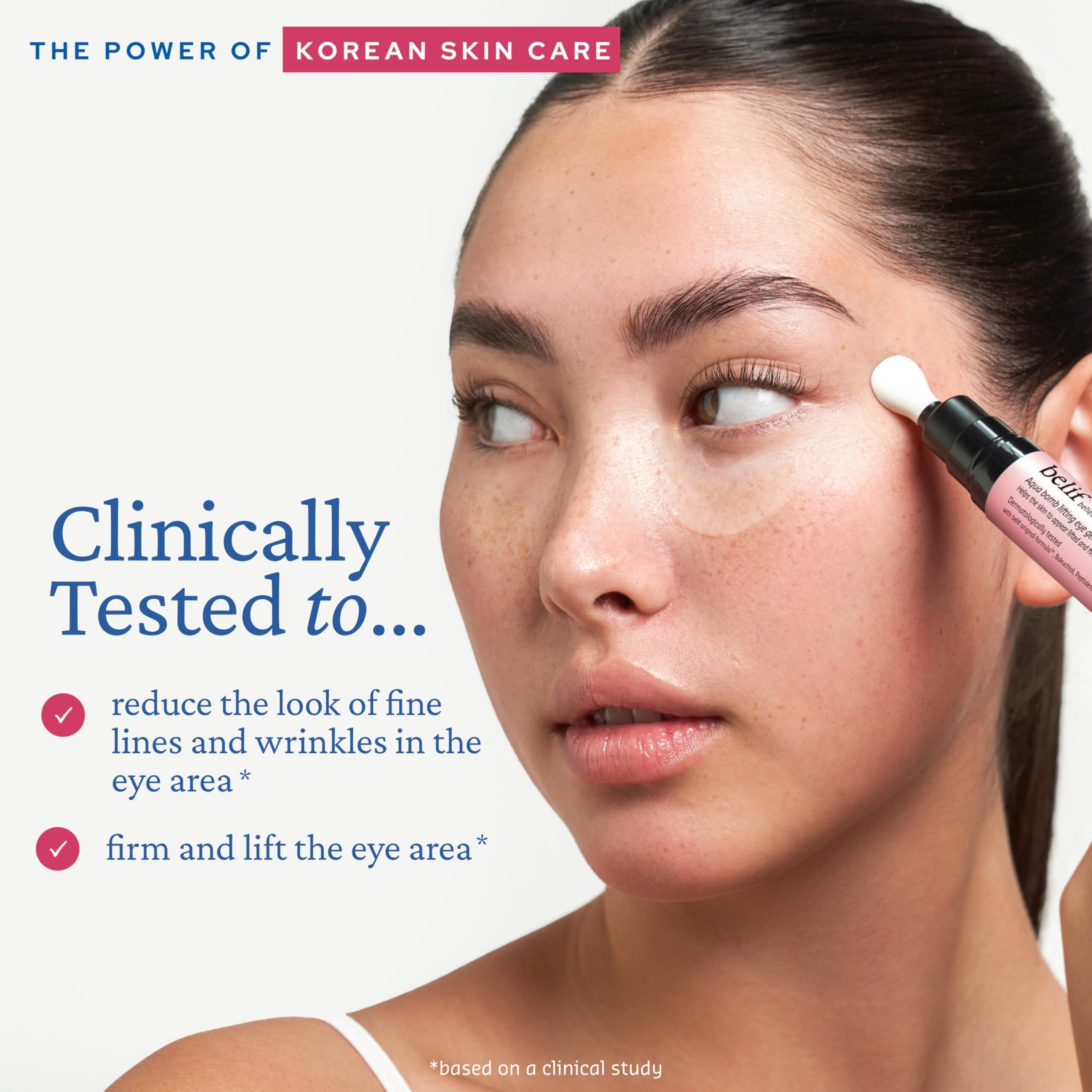 Belif Aqua Bomb Lifting Eye Gel | Retinol + Collagen + Peptide For Firming & Plumping | Hyaluronic Acid For Glowy Hydration | Niacinamide For Dark Circles | Korean Skin Care