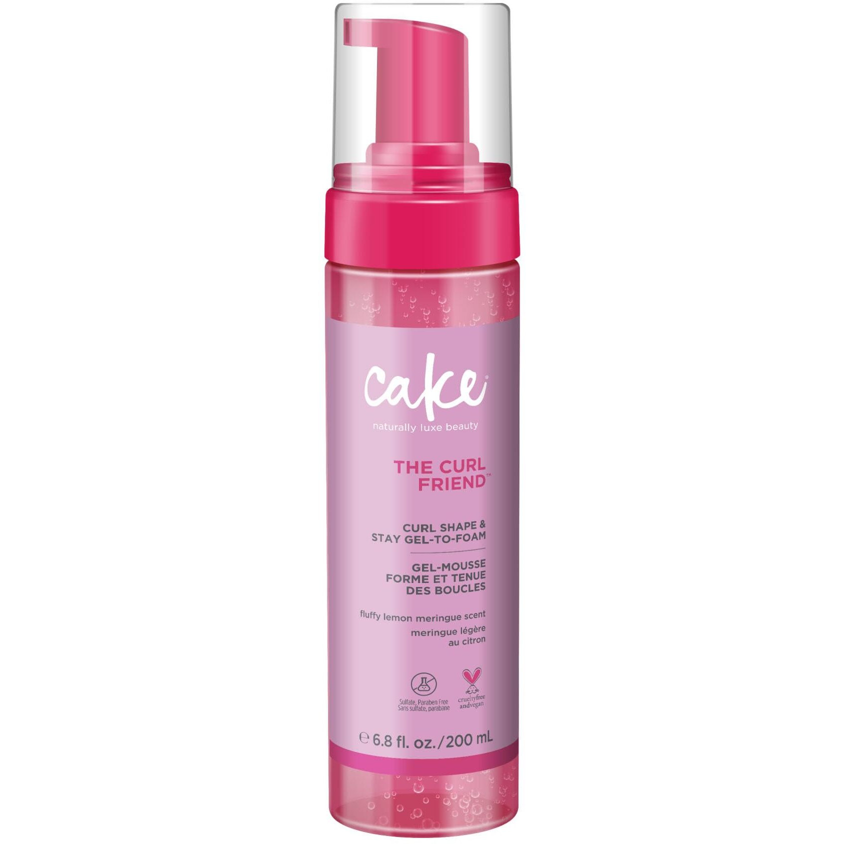 Cake Beauty Gel-To-Foam Styler  The Curl Friend - Volumizing & High Hold Gel To Foam - Flake Free Frizz Control - Infused With Coconut Oil & Shea Butter - For Curly Hair- 6.8 Fl Oz./ 200 Ml