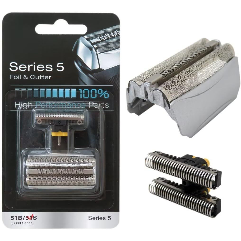 51S Electric Shaver Replacement Foil Head With Cutter Compatible For B-Raun 5 Series 550S-3/550S-4/550Cc/550Cc-4/560/560S-3/560S-4/565Cc/565Cc-4/570S-4/570Cc/570Cc-3/570Cc-4/590Cc/590Cc-3/590Cc-4