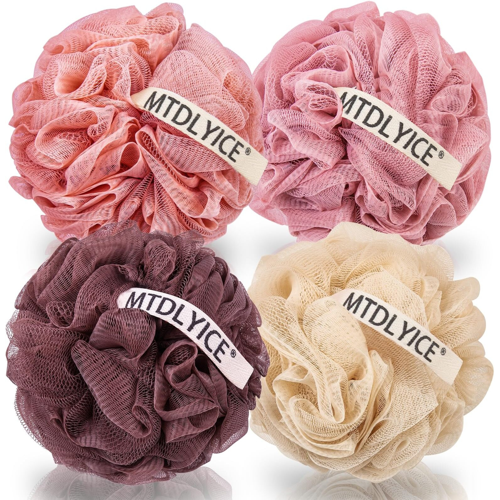 Mtdlyice Loofah Sponge  Xxl Large Loofah 100G 4 Pack  Bath Sponge Soft Mesh Shower For Men  Body Scrub  Shower Pouf Bath Accessories  For Body Wash  Soap (Red Soil)