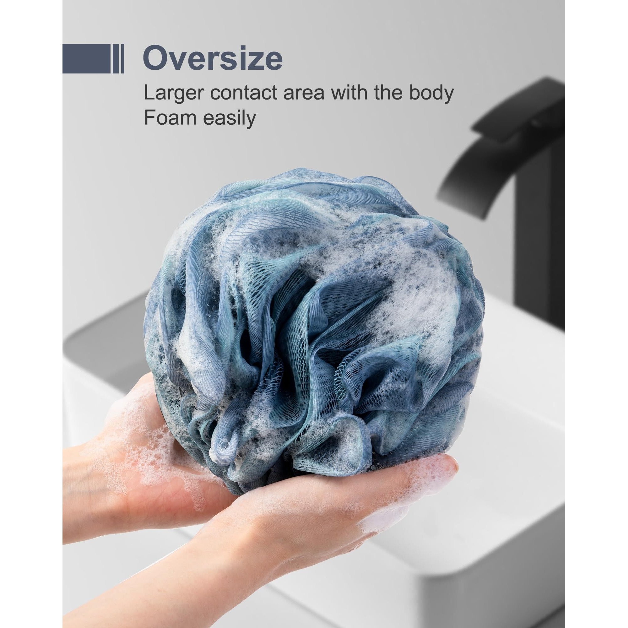 Mtdlyice Loofah Sponge  Xxl Large Loofah 100G 4 Pack  Bath Sponge Soft Mesh Shower Loofah For Men  Body Scrub  Shower Pouf Bath Accessories  For Body Wash  Soap (Blue)