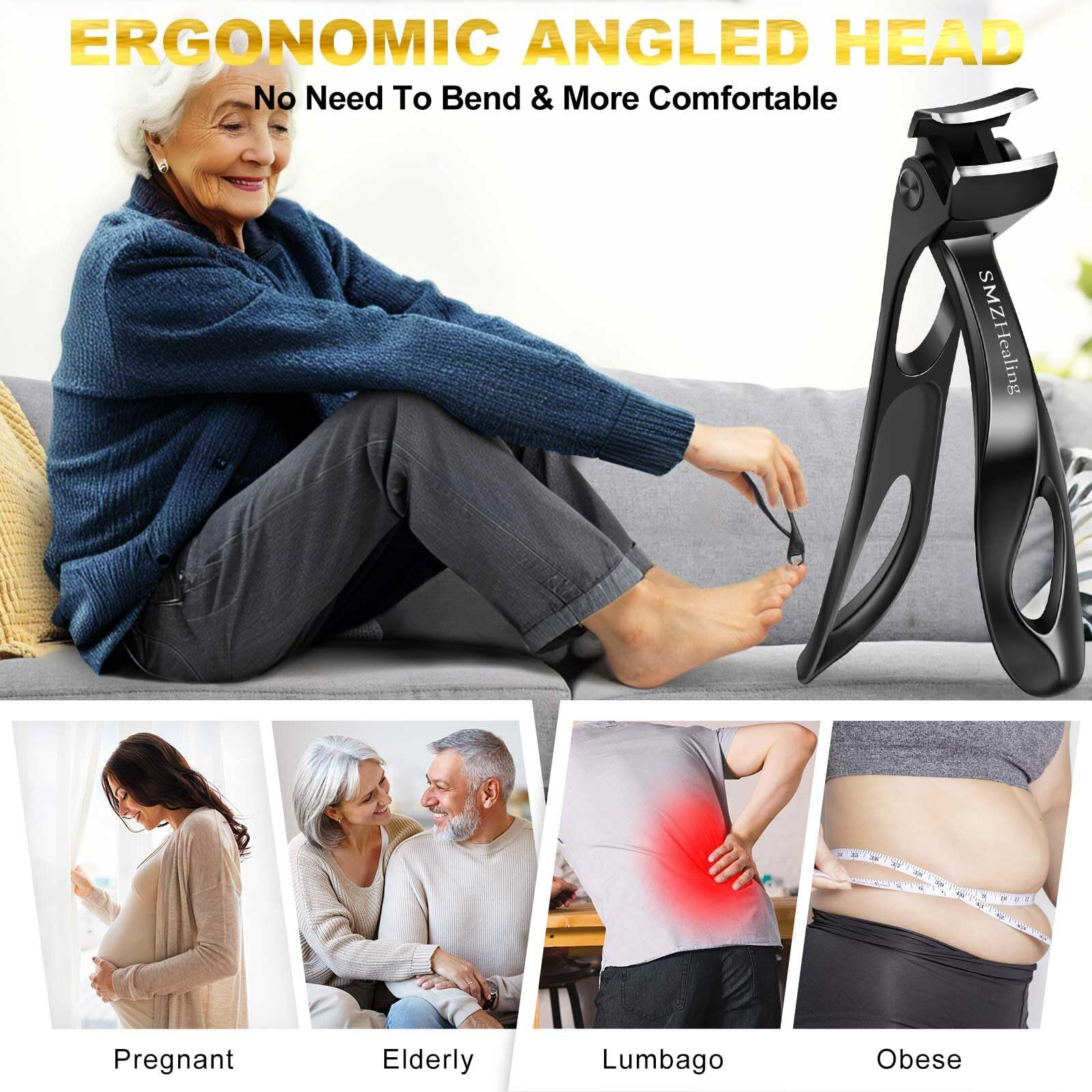 Angled Nail Clippers For Men Women  2025 Upgrade 15 Curved Head Large Toe Nail Clippers For Seniors Thick Nails  Wide Jaw Opening Heavy Duty Fingernail Clipper With Long Handle