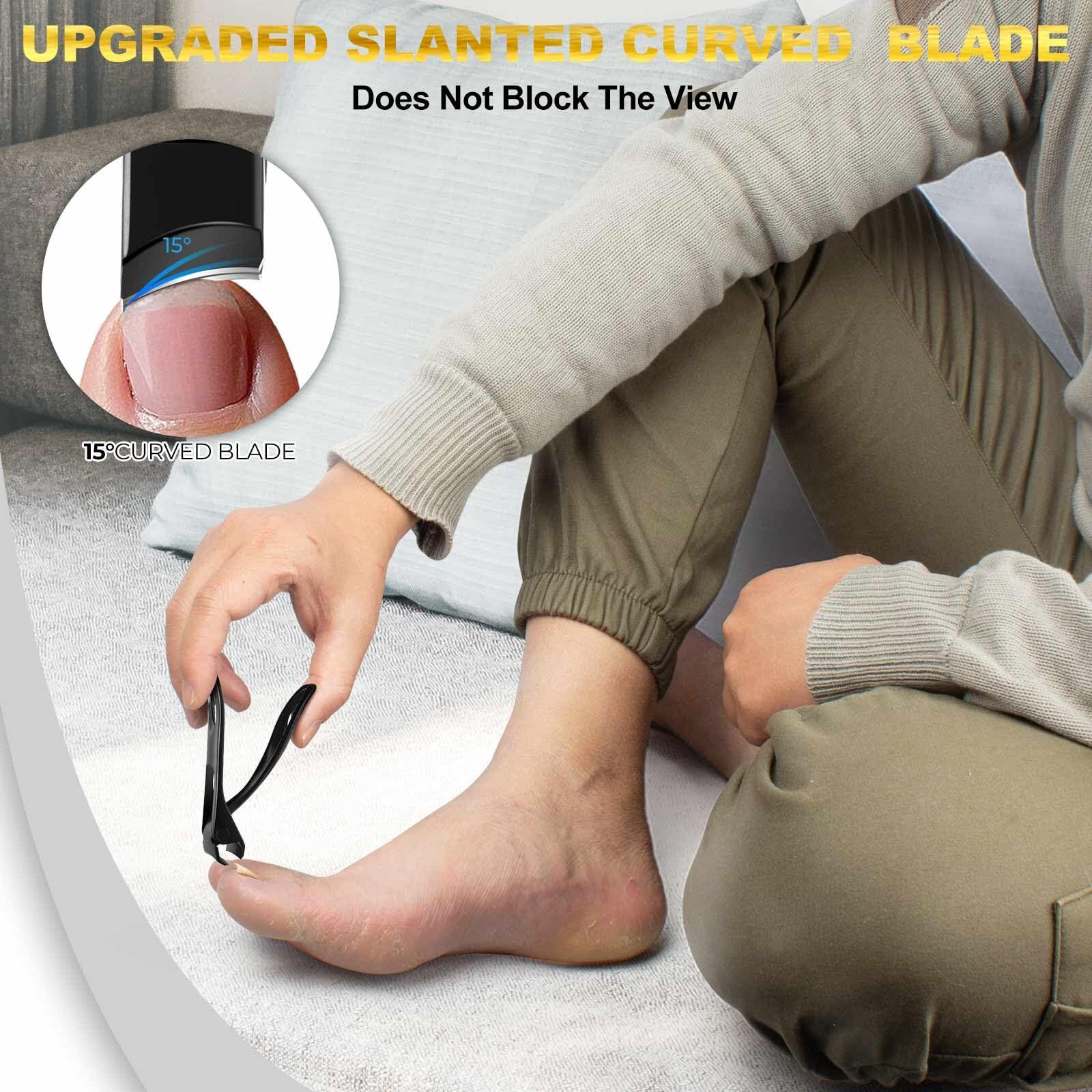 Angled Nail Clippers For Men Women  2025 Upgrade 15 Curved Head Large Toe Nail Clippers For Seniors Thick Nails  Wide Jaw Opening Heavy Duty Fingernail Clipper With Long Handle