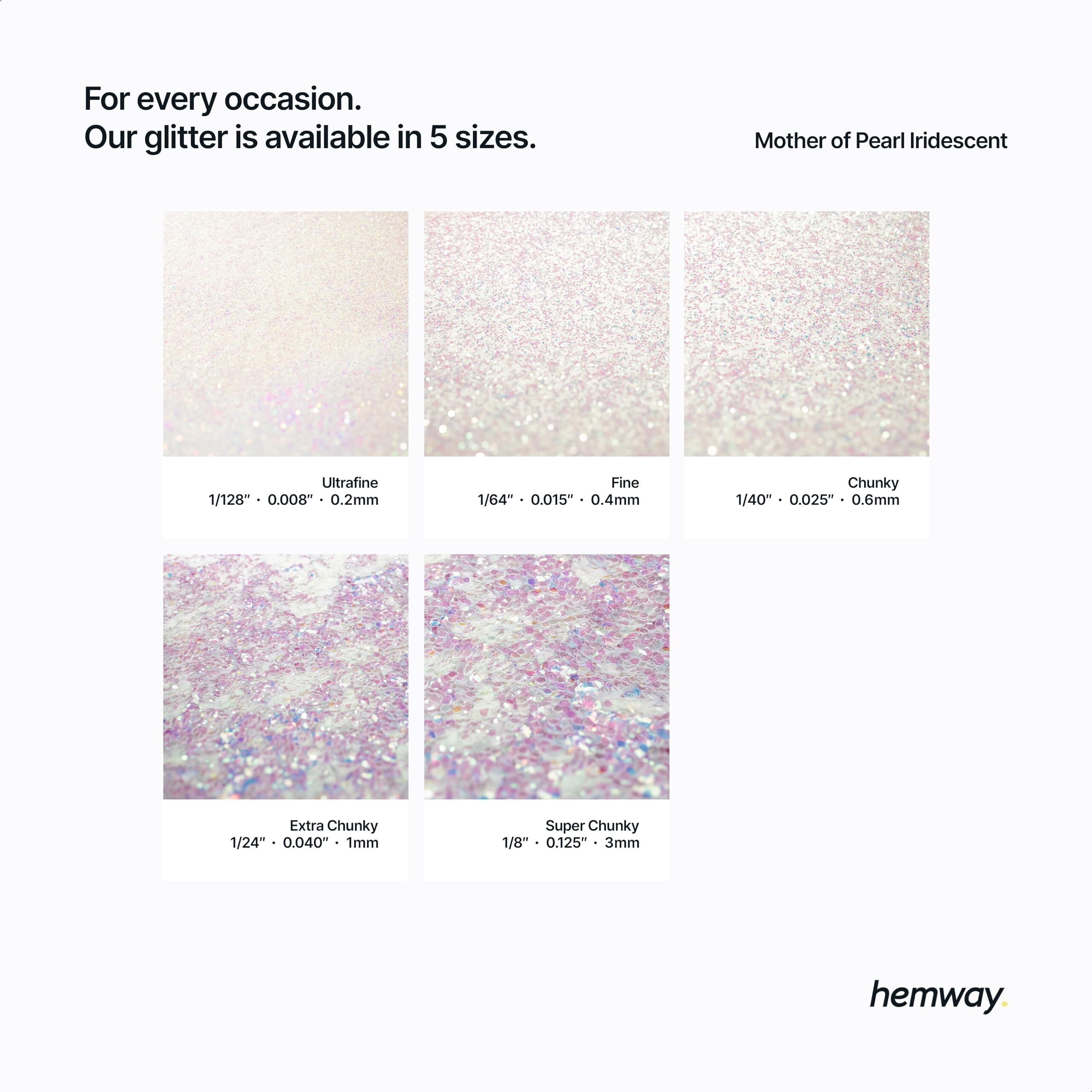 Hemway Eco Friendly Biodegradable Glitter 100G / 3.5Oz Bio Cosmetic Safe Sparkle Vegan For Face  Eyeshadow  Body  Hair  Nail And Festival - Extra Chunky (1/24"" 0.040"" 1Mm) - Mother Of Pearl Iridescent