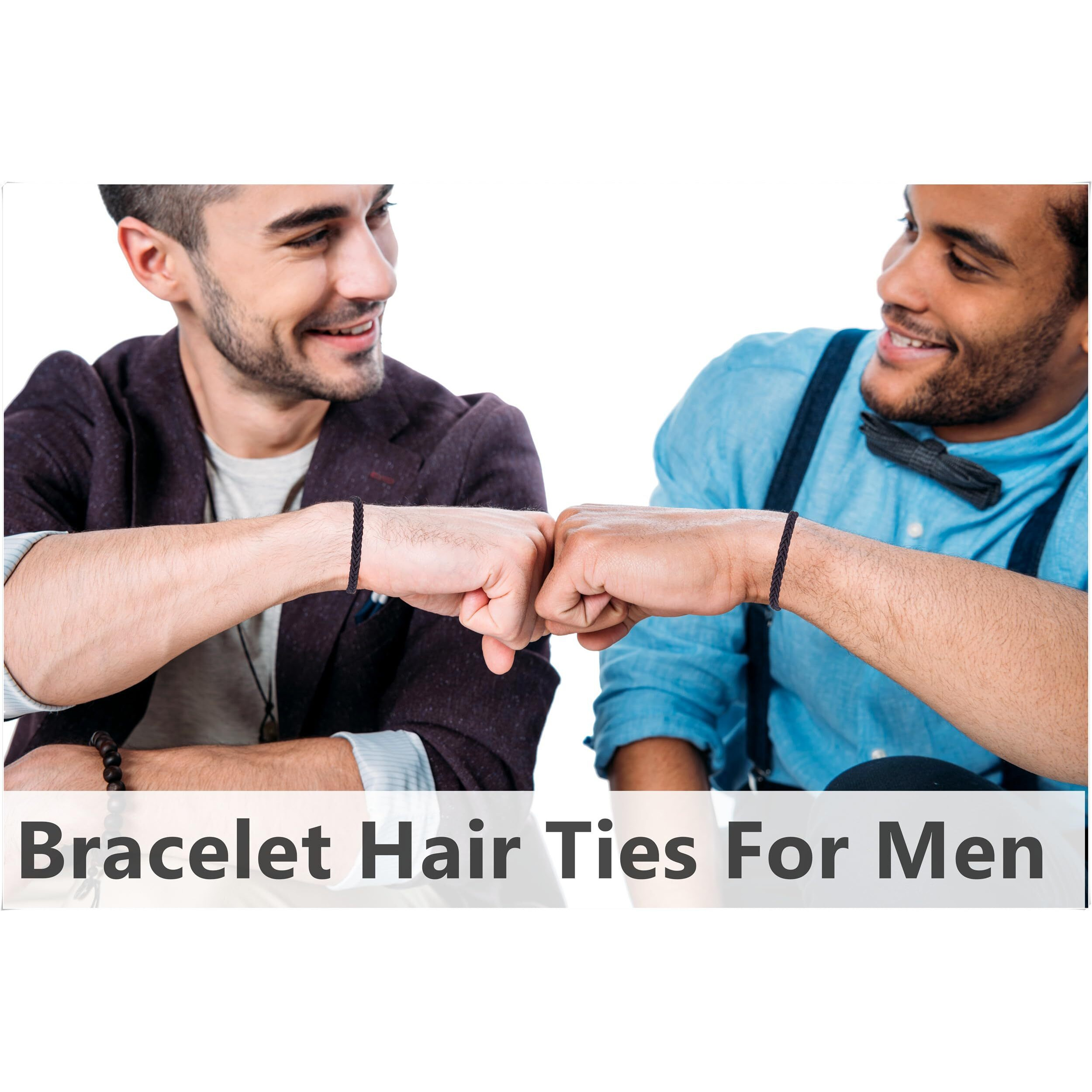 Wdgrow Large Braided Mens Hair Ties  For Longhairs Men Bun Thick Black Pony Tails Ties For Women Guys  Bracelet Hair Tie For Thick And Thin Hair 12 Packs Durable (Black)
