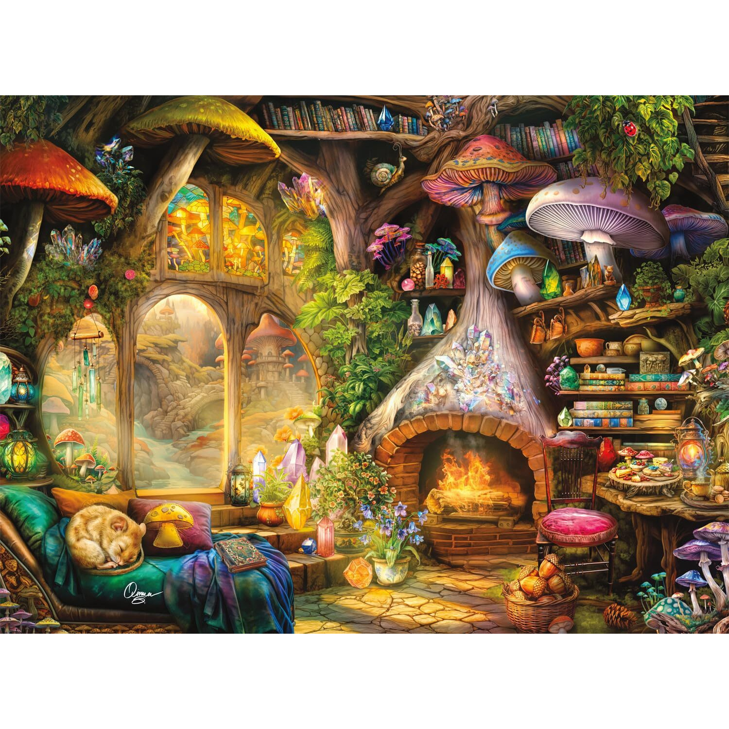 Buffalo Games - Aimee Stewart - Merry Mushroom Cottage - 1000 Piece Jigsaw Puzzle For Adults - Challenging Puzzle Perfect For Game Nights - Finished Size Is 26.75 X 19.75