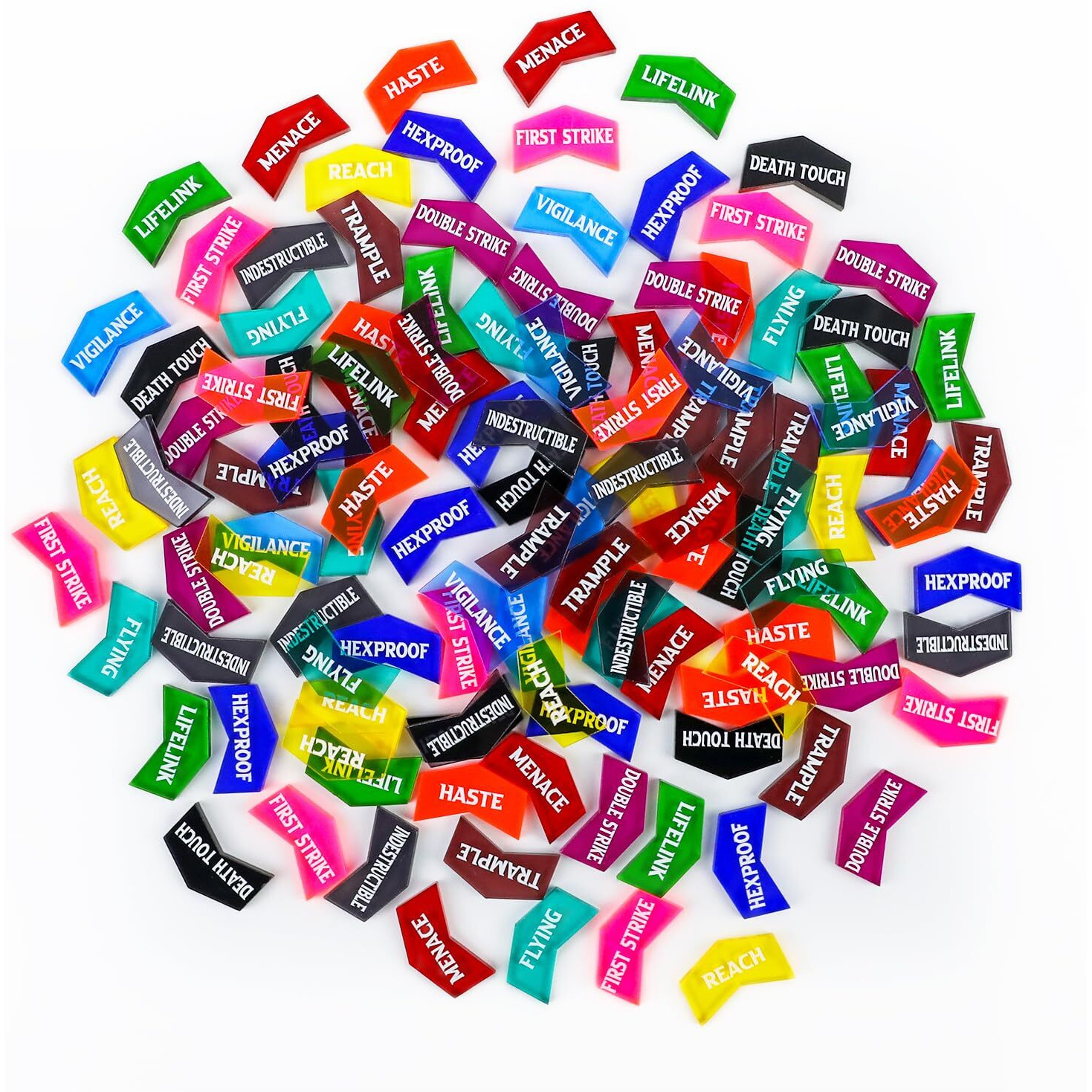 60Pcs Mtg Keyword Counters With Box  Color Coded Mtg Creature Stats Buff Tokens For Magic Card  Compatible With Tcg  Ccg Card Games Accessories
