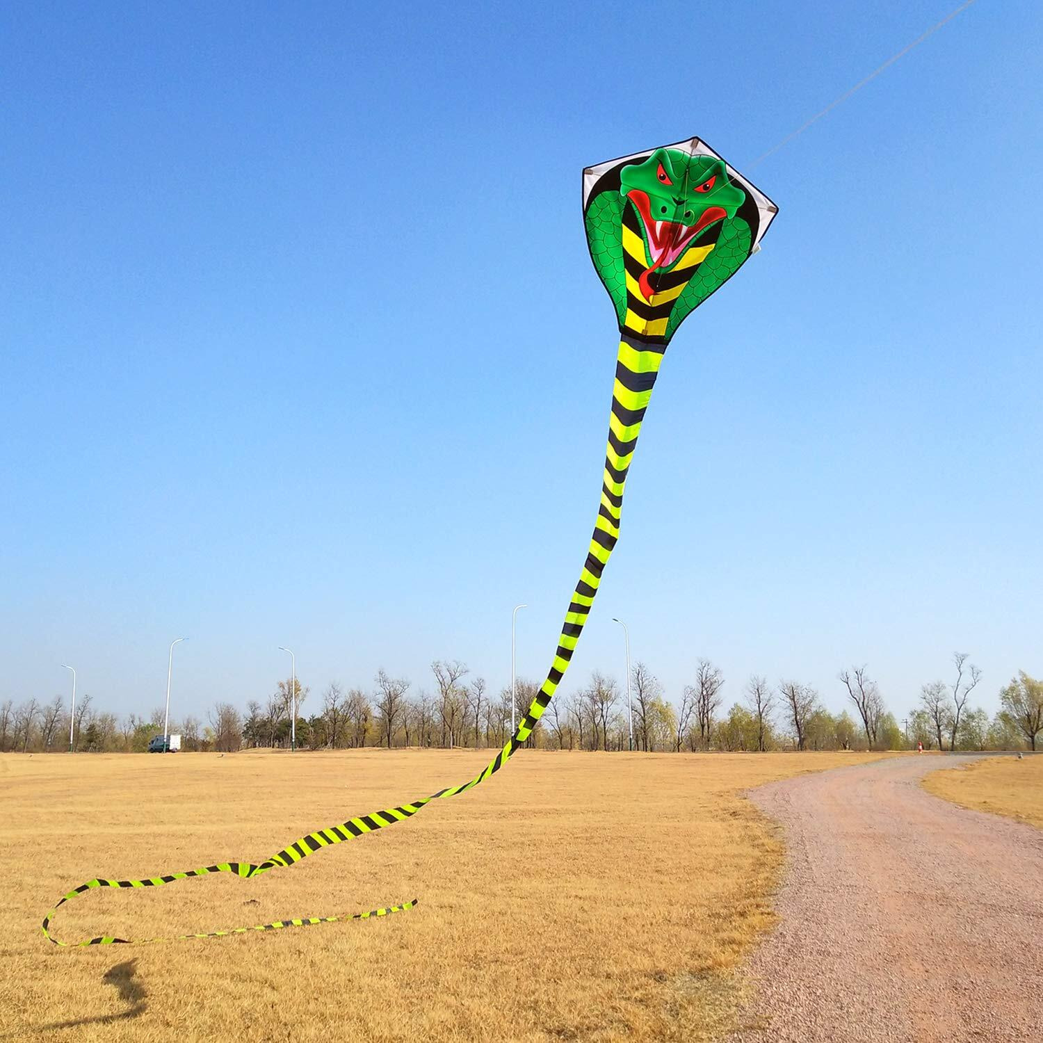 Large Cobra Kite For Adults Kids Boys With Super Long Tail (49 Ft)  Extra Easy To Fly  Best Huge Kites For The Beach/Party/Field/Park  It Will Dominate The Sky