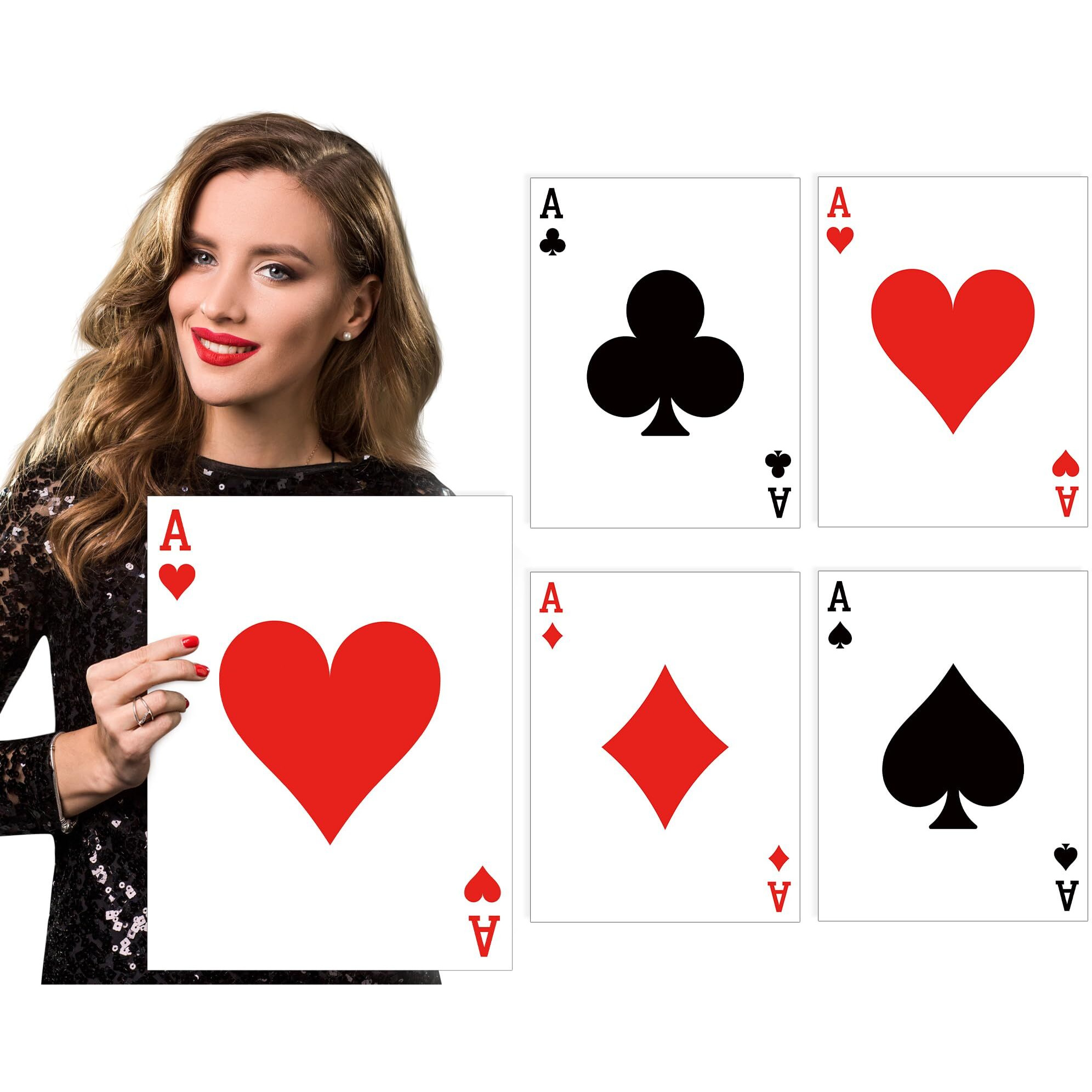 Motimind 12 Pcs Jumbo Playing Cards 15.8 X 12.6 Inches Large Print Giant Thick Poker Card For Casino Theme Party Decorations Birthday Game Night Party Decor (A)