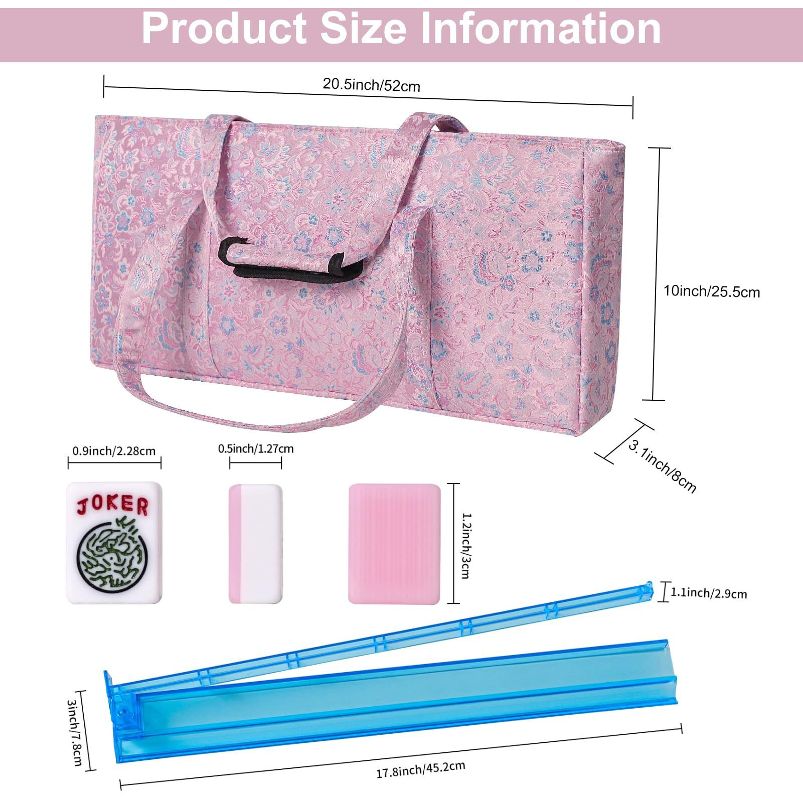 Tiasusan American Mahjong Game Set  166 Pink Tiles  Pink Bag With Entire Accessories  4 All-In-One Rack/Pushers  Mahjong Tiles Set