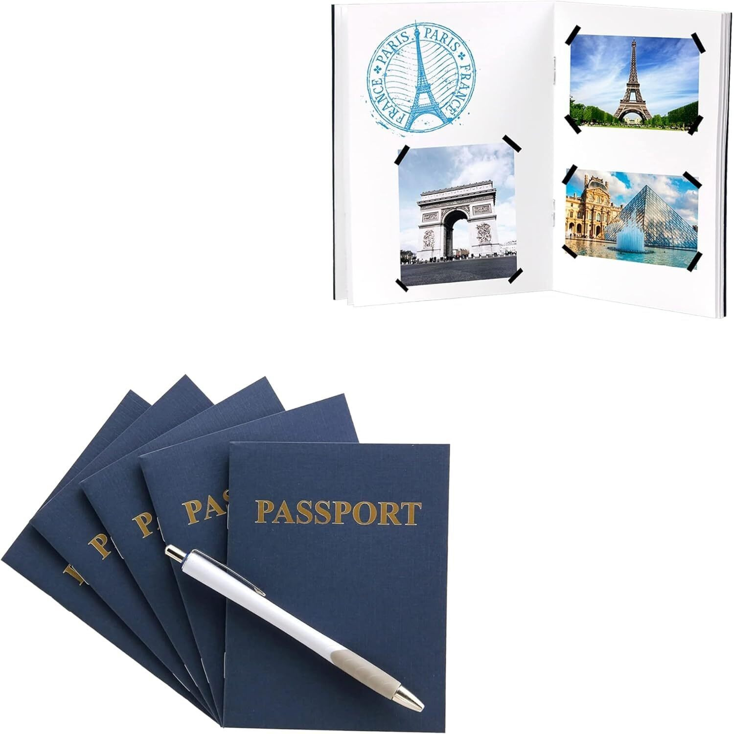 Hygloss 10 Blank Passport Books - 4.25 X 5.5-Inch - Fake Blue Passports - Travel Journal - Fun Pretend Activity For Kids - Classroom And Party Favors - Imaginary Travel - 24 Blank Pages - 10 Books