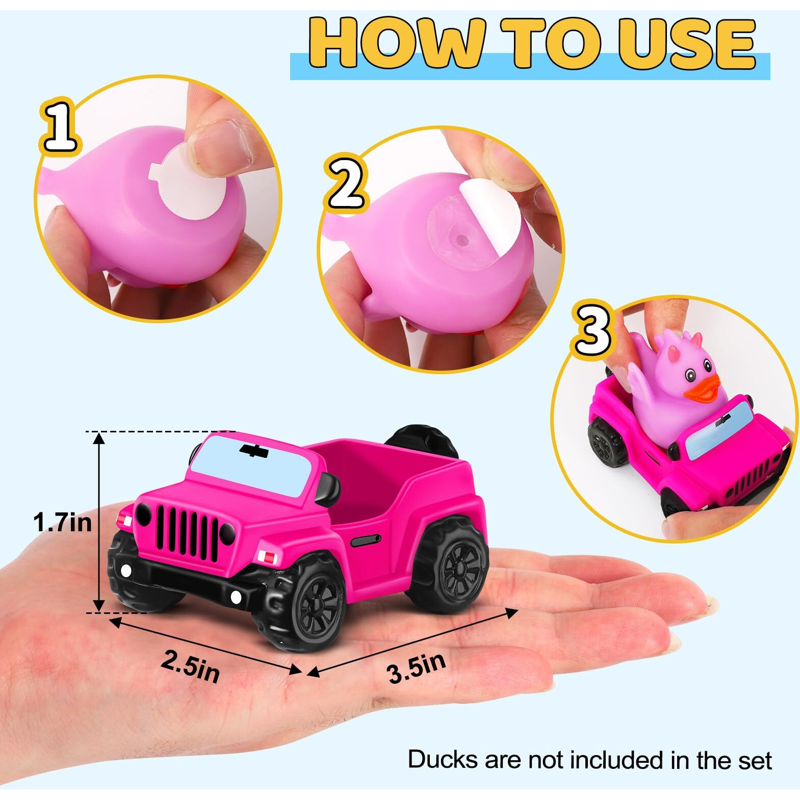Jeep For Rubber Ducks  3.5 Inch Jeep Toy Match Most 2 In Rubber Ducks  Jeep Toy For Jeep Dashboard Decorations Accessory Jeep Duck Collection  Summer Party Favor  Birthday Gifts (Pink)
