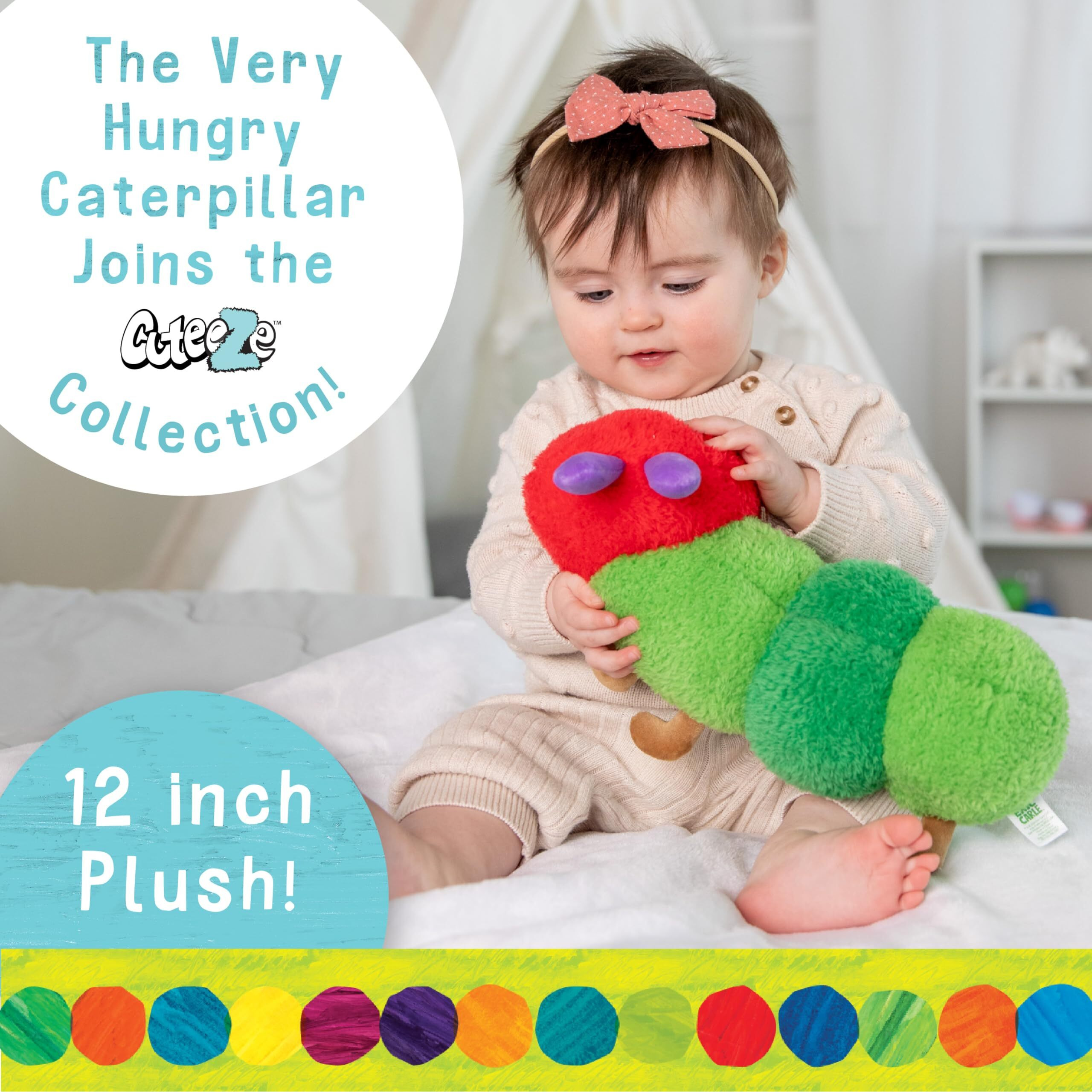 Kids Preferred Eric Carle Very Hungry Caterpillar Cuteeze Extra Soft Plush Stuffed Animal Toy For Baby And Toddler Boys And Girls - 12 Inch Size