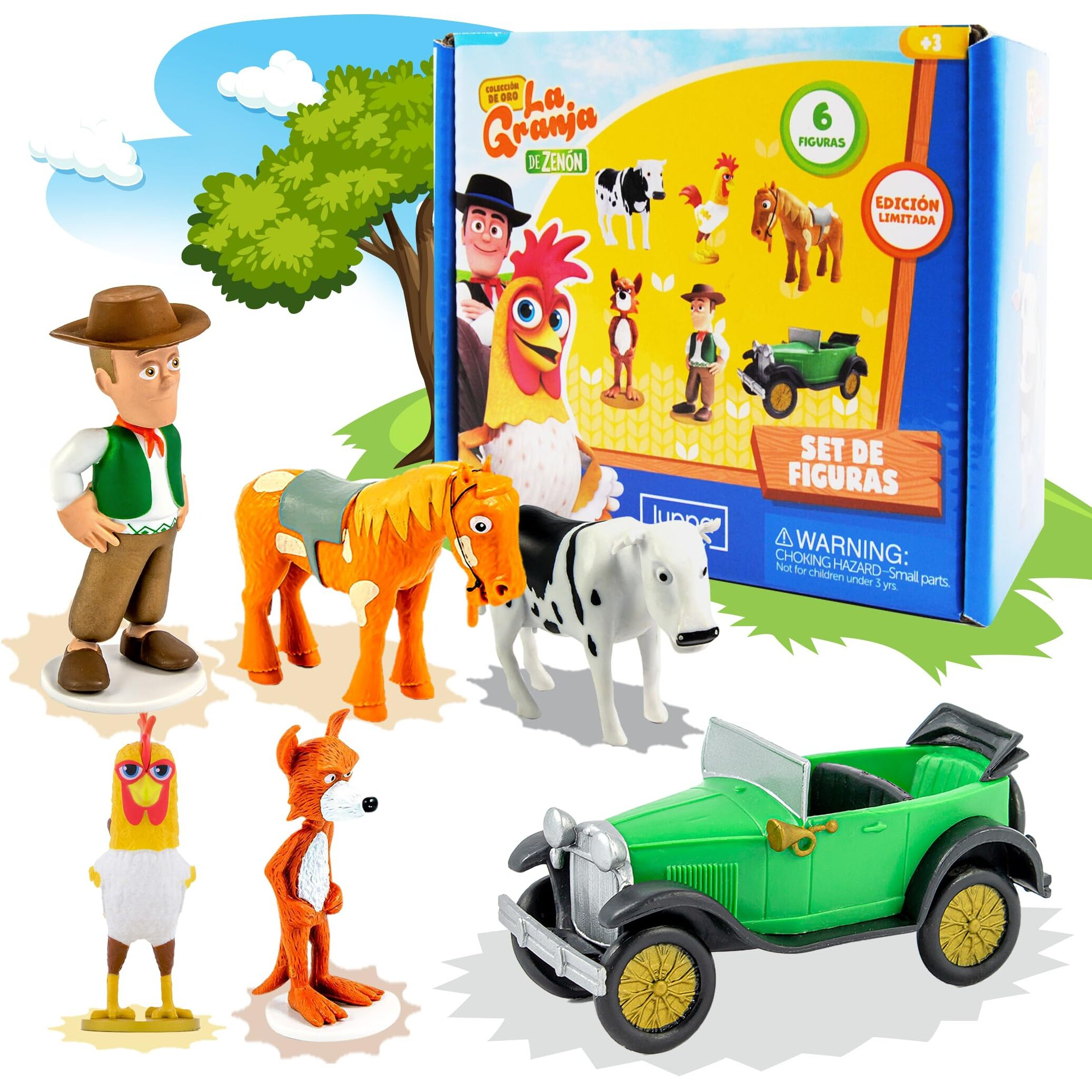 Luppa La Granja De Zenon  Set De Figuritas De AcciN Y Aventura Para Nios  Figuritas | Zenon  Percheron  Beto  Lola  Bartolito Y El Auto Bochinchero (6 Figuritas)