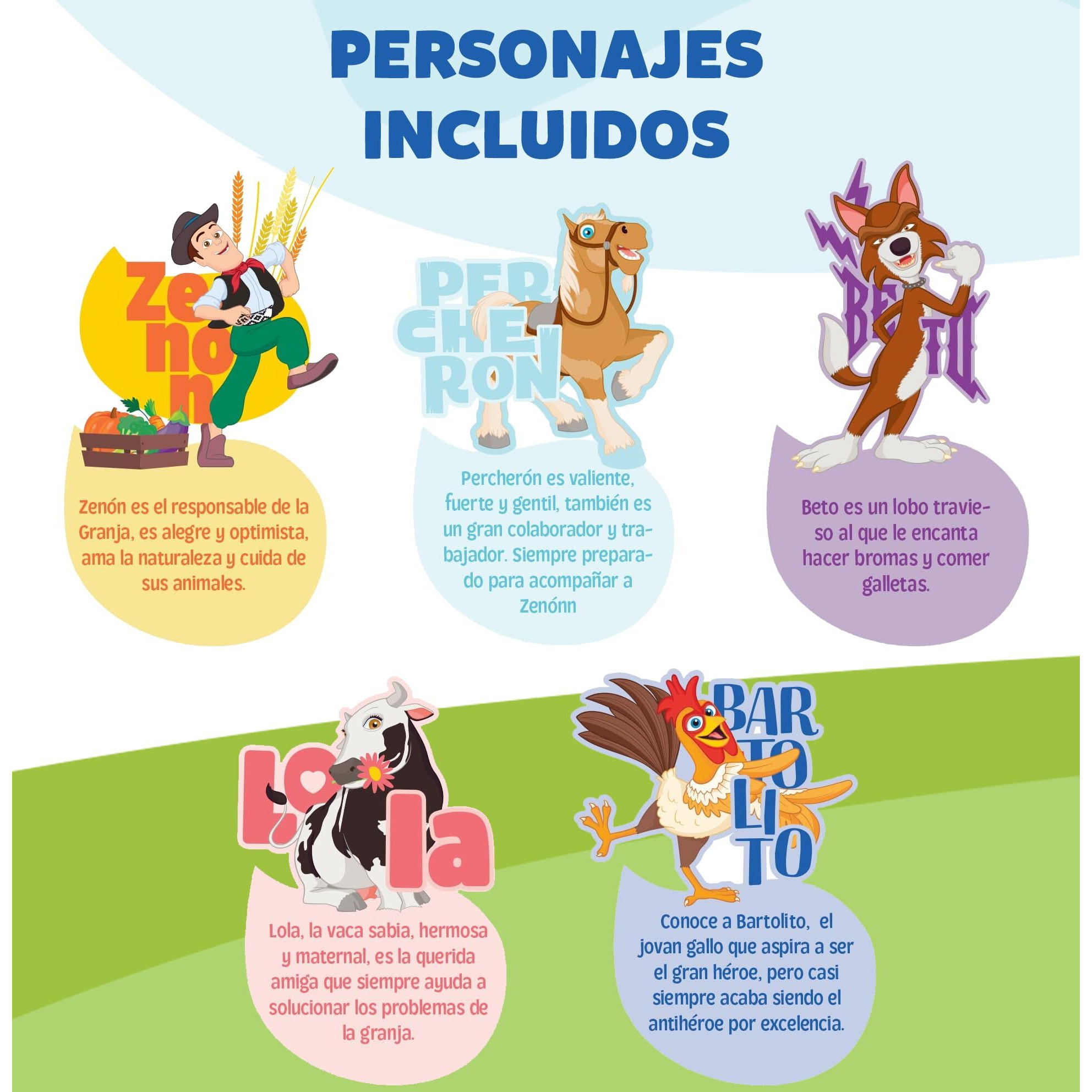 Luppa La Granja De Zenon  Set De Figuritas De AcciN Y Aventura Para Nios  Figuritas | Zenon  Percheron  Beto  Lola  Bartolito Y El Auto Bochinchero (6 Figuritas)