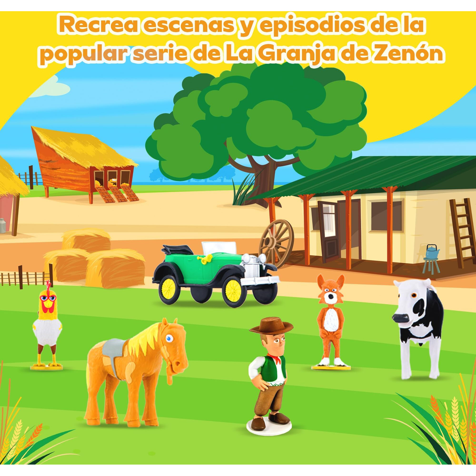 Luppa La Granja De Zenon  Set De Figuritas De AcciN Y Aventura Para Nios  Figuritas | Zenon  Percheron  Beto  Lola  Bartolito Y El Auto Bochinchero (6 Figuritas)