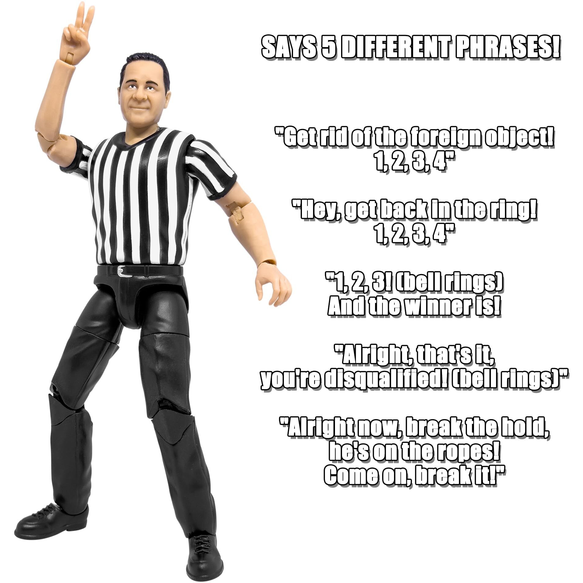 Figures Toy Company Ultimate Three Counting & Talking Wrestling Referee Action Figure With Deluxe Articulation For Wrestling Action Figures