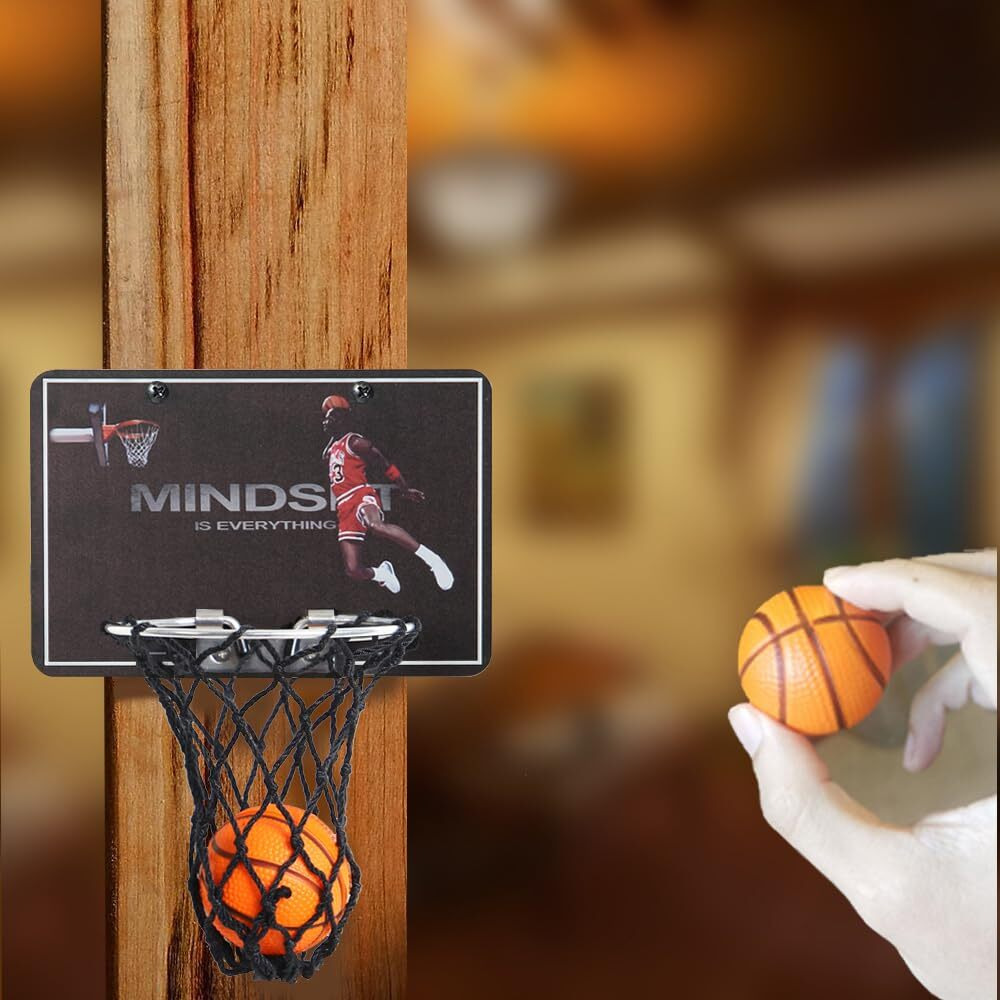 Gysh Indoors Office Desktop Mini Basketball Hoop Smallest Foam Basketball And Hoop Stands It Can Be Installed On The Desk Or Table Basketball Game Desk Toys For Office For Adults(Mj)